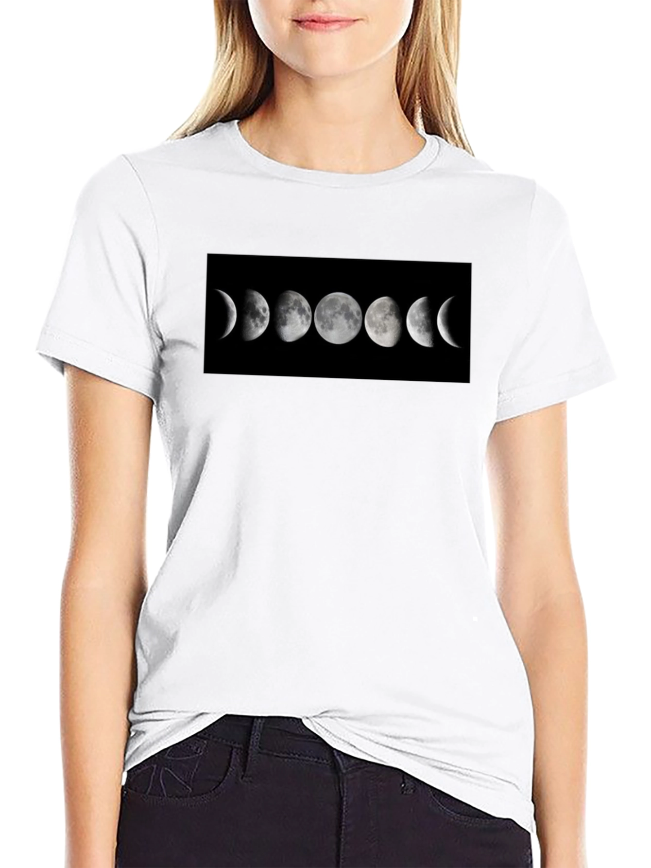 Lunar Phase Graphic Black T-Shirt