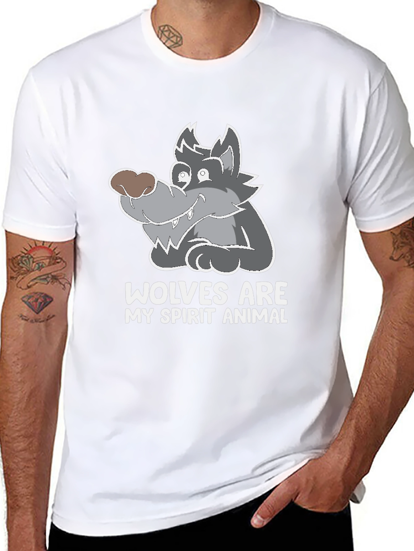 Wolves Are My Spirit Animal Graphic Tee - Black