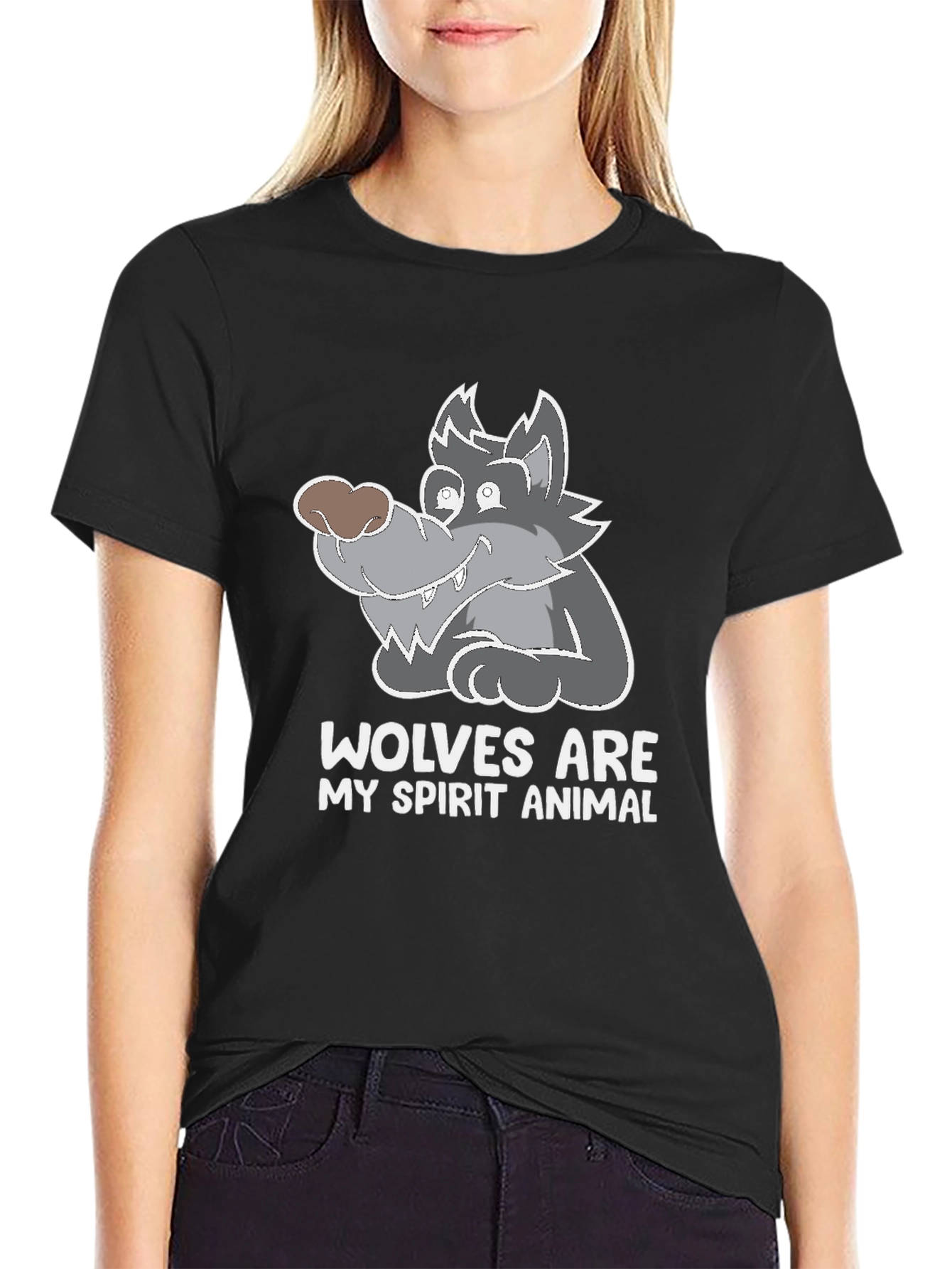Wolves Are My Spirit Animal Graphic Tee - Black