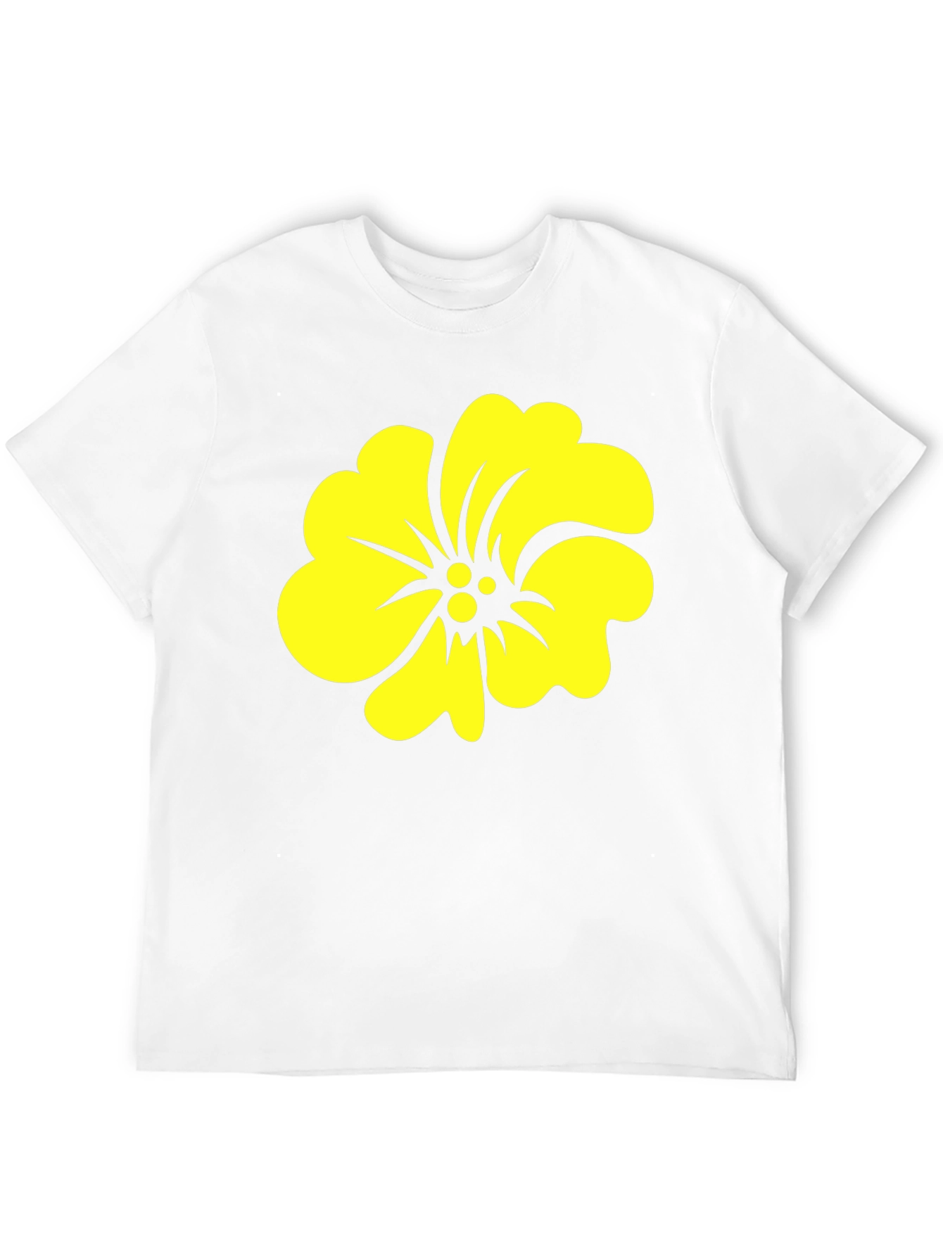 Black Tee with Yellow Hibiscus Flower Graphic