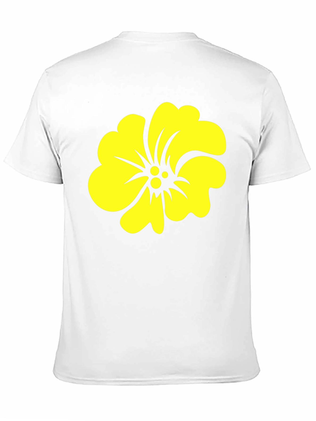 Black Tee with Yellow Hibiscus Flower Graphic