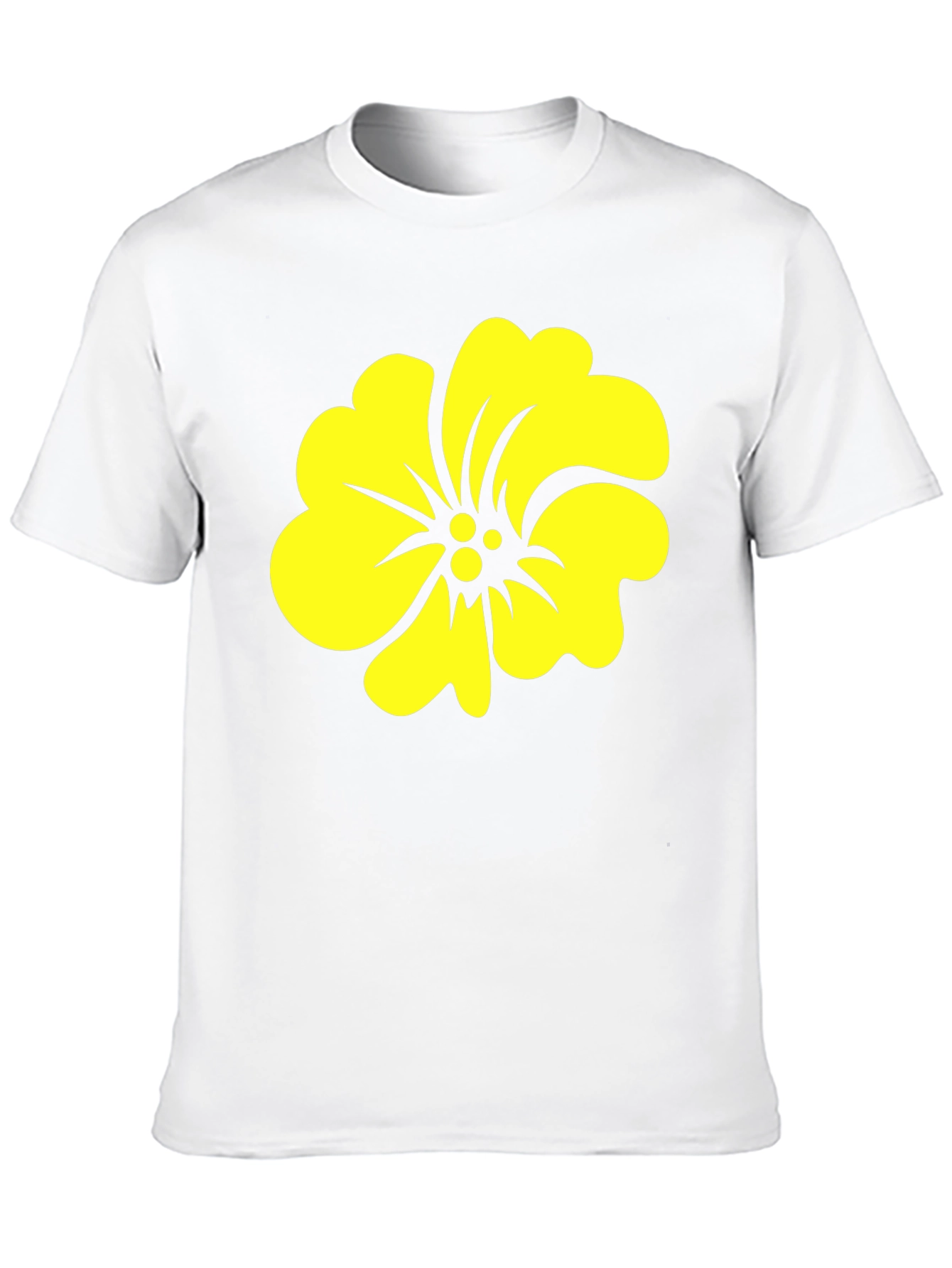 Black Tee with Yellow Hibiscus Flower Graphic