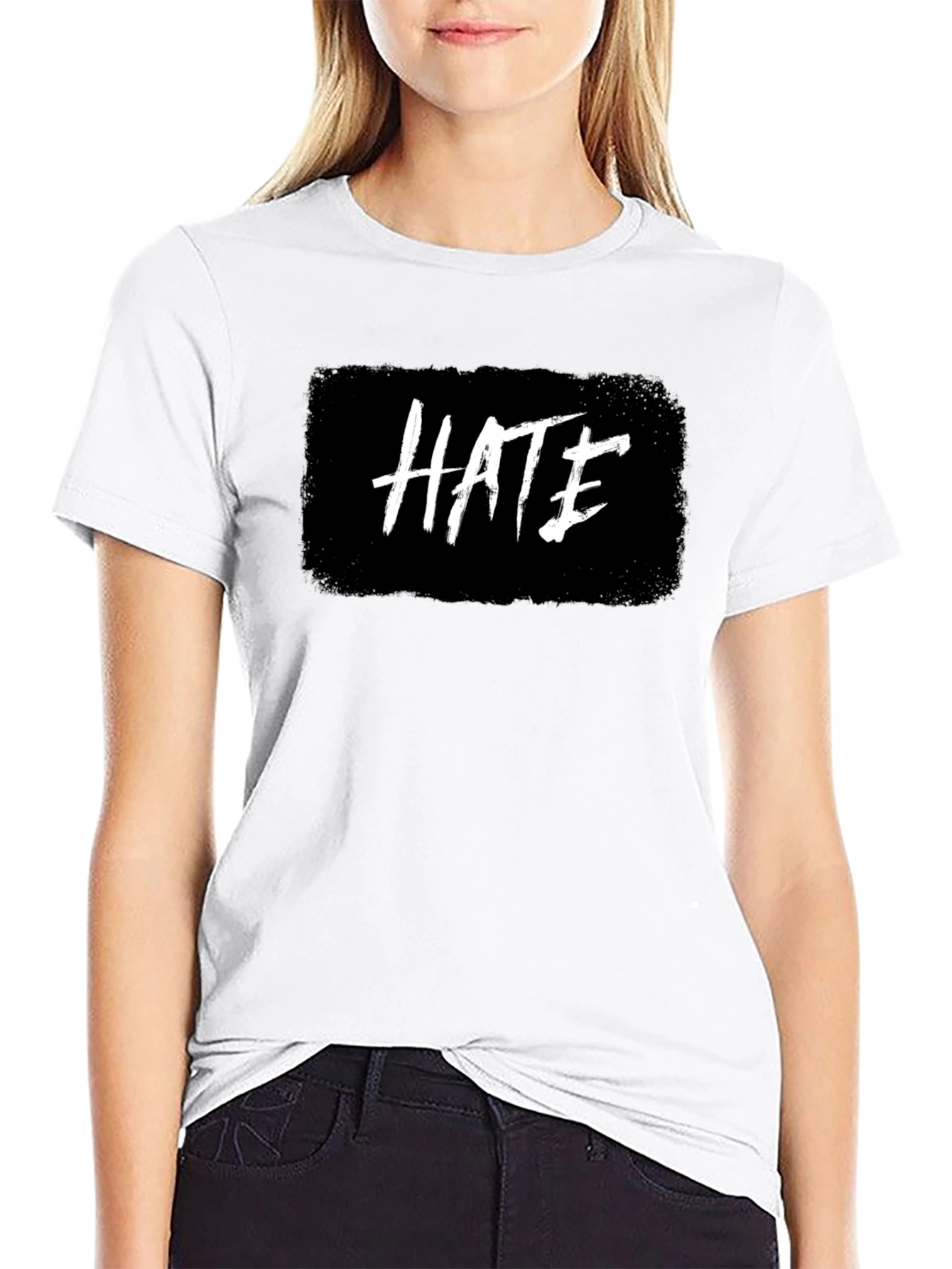 Edgy Hate Graphic Black T-Shirt for Casual Wear