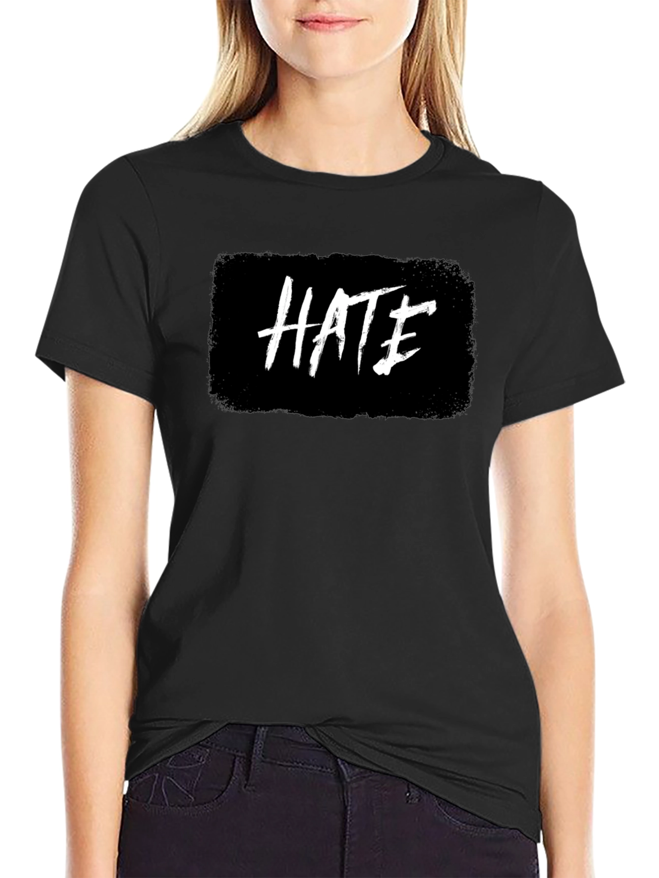 Edgy Hate Graphic Black T-Shirt for Casual Wear