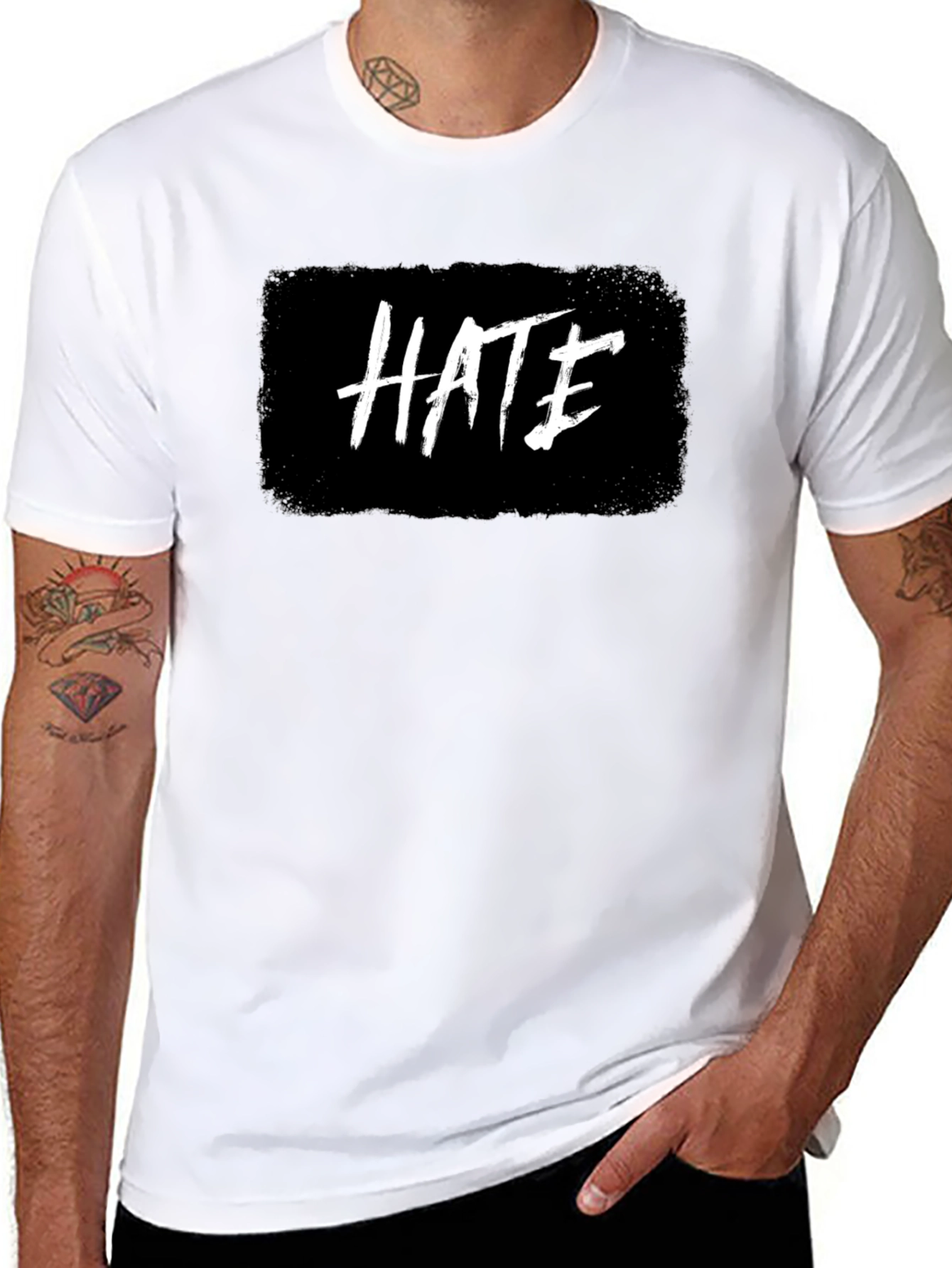 Edgy Hate Graphic Black T-Shirt for Casual Wear