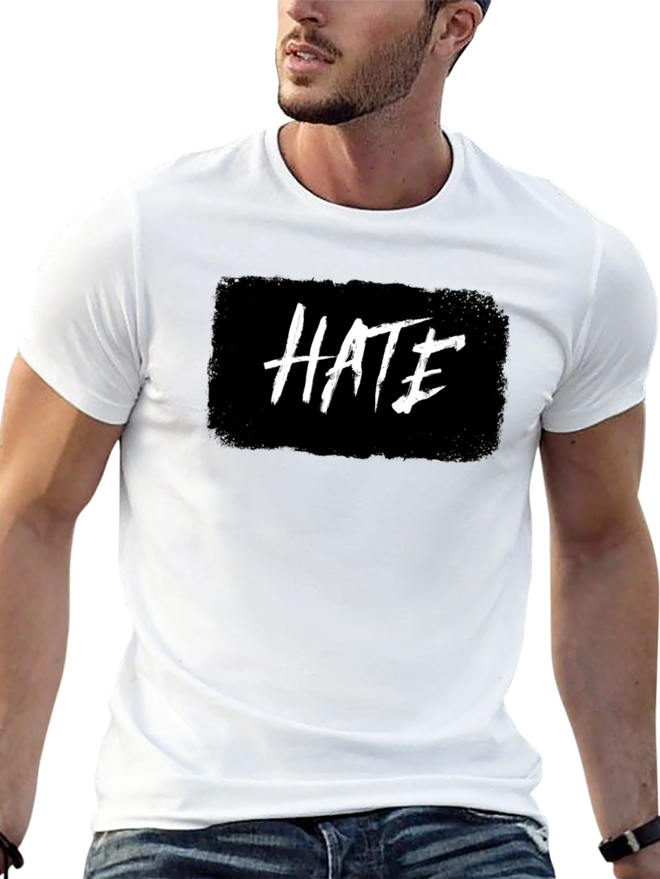 Edgy Hate Graphic Black T-Shirt for Casual Wear