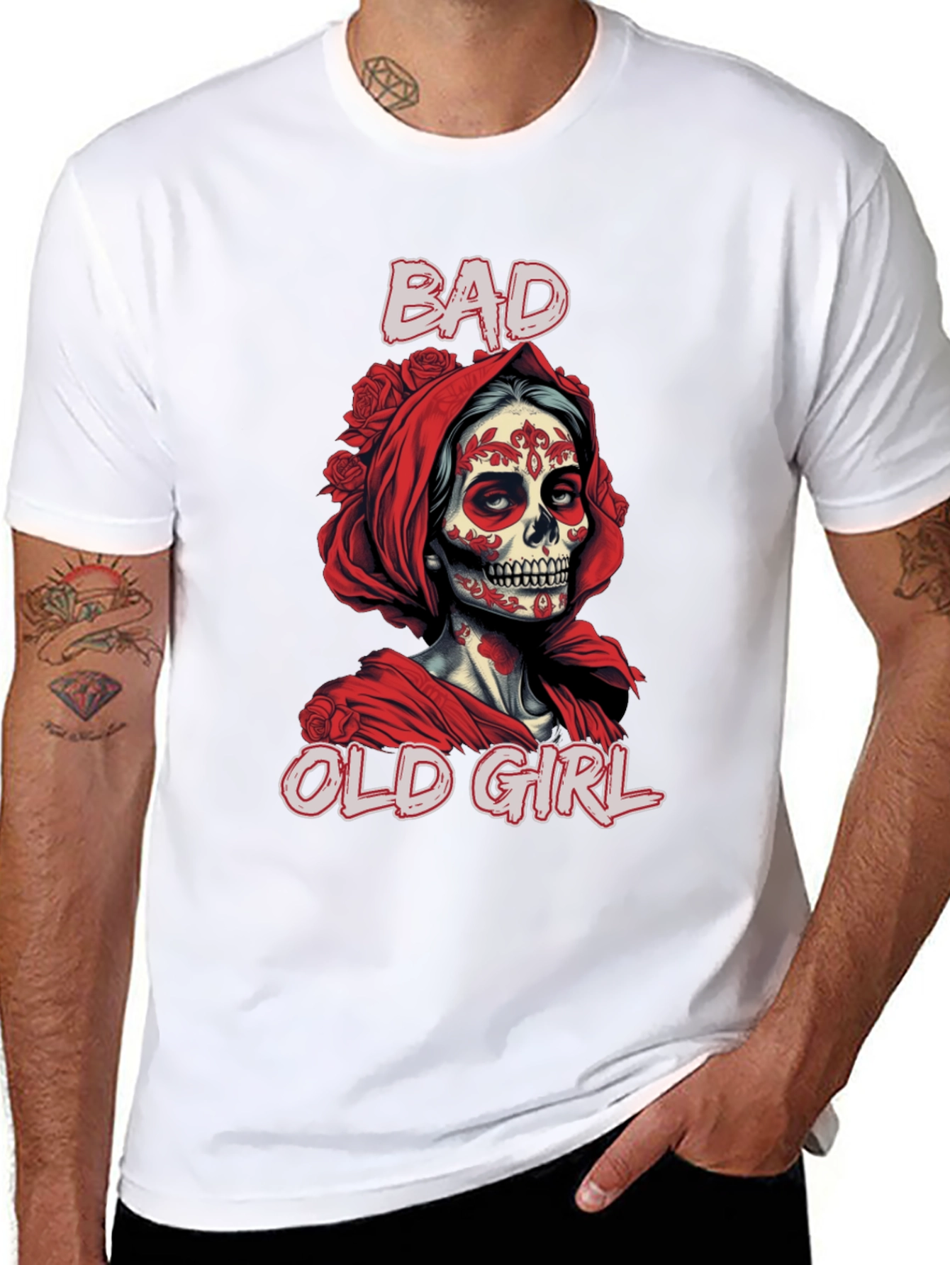Bad Old Girl Tee - Sugar Skull Graphic T-Shirt
