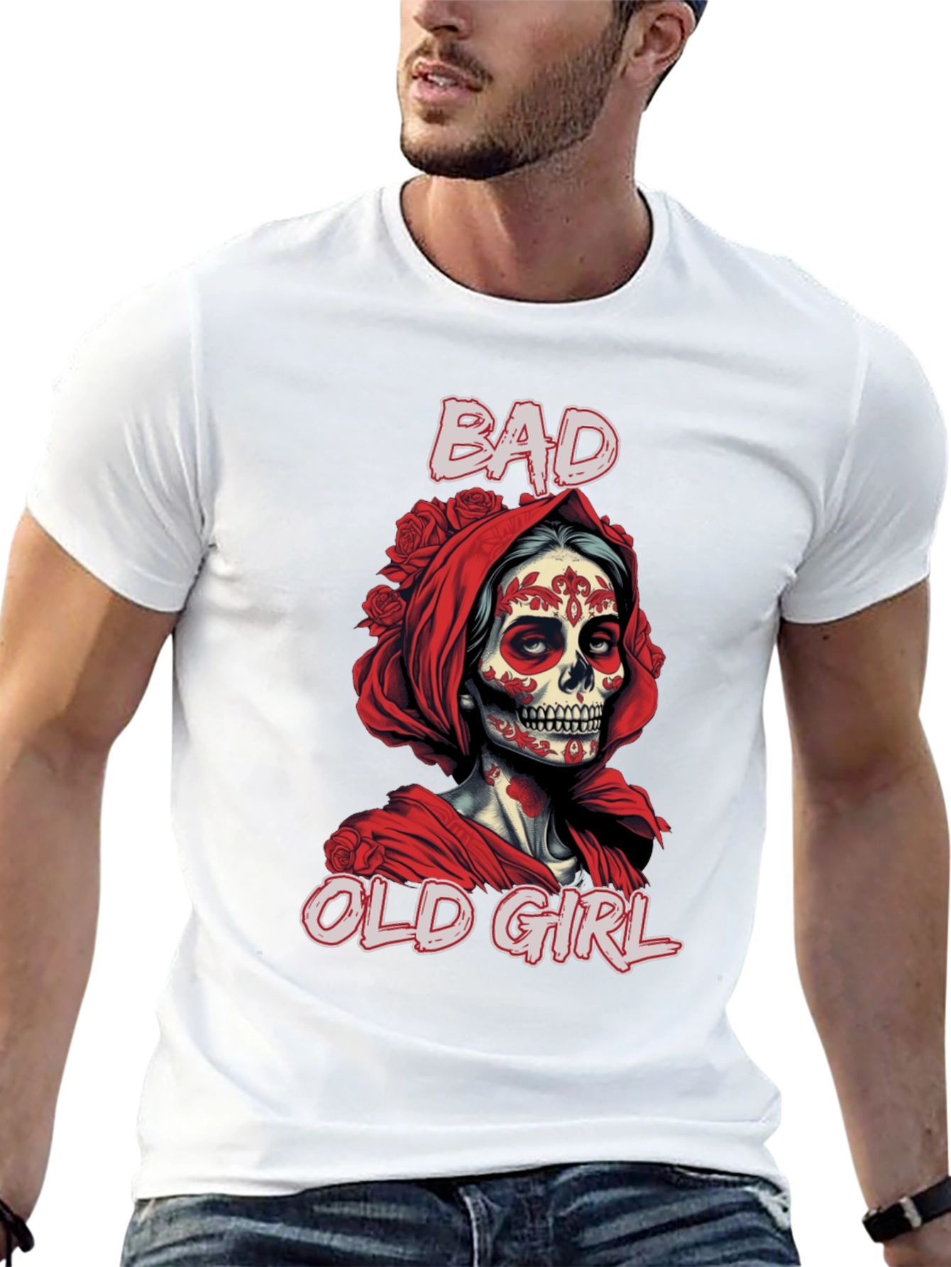 Bad Old Girl Tee - Sugar Skull Graphic T-Shirt