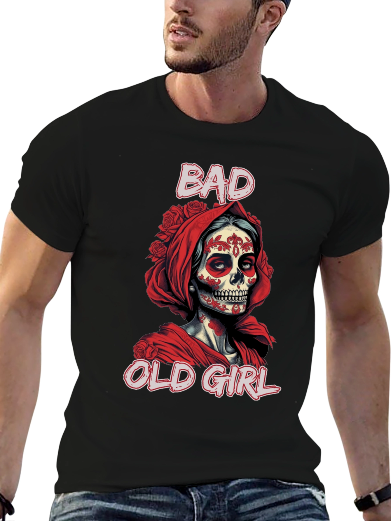 Bad Old Girl Tee - Sugar Skull Graphic T-Shirt