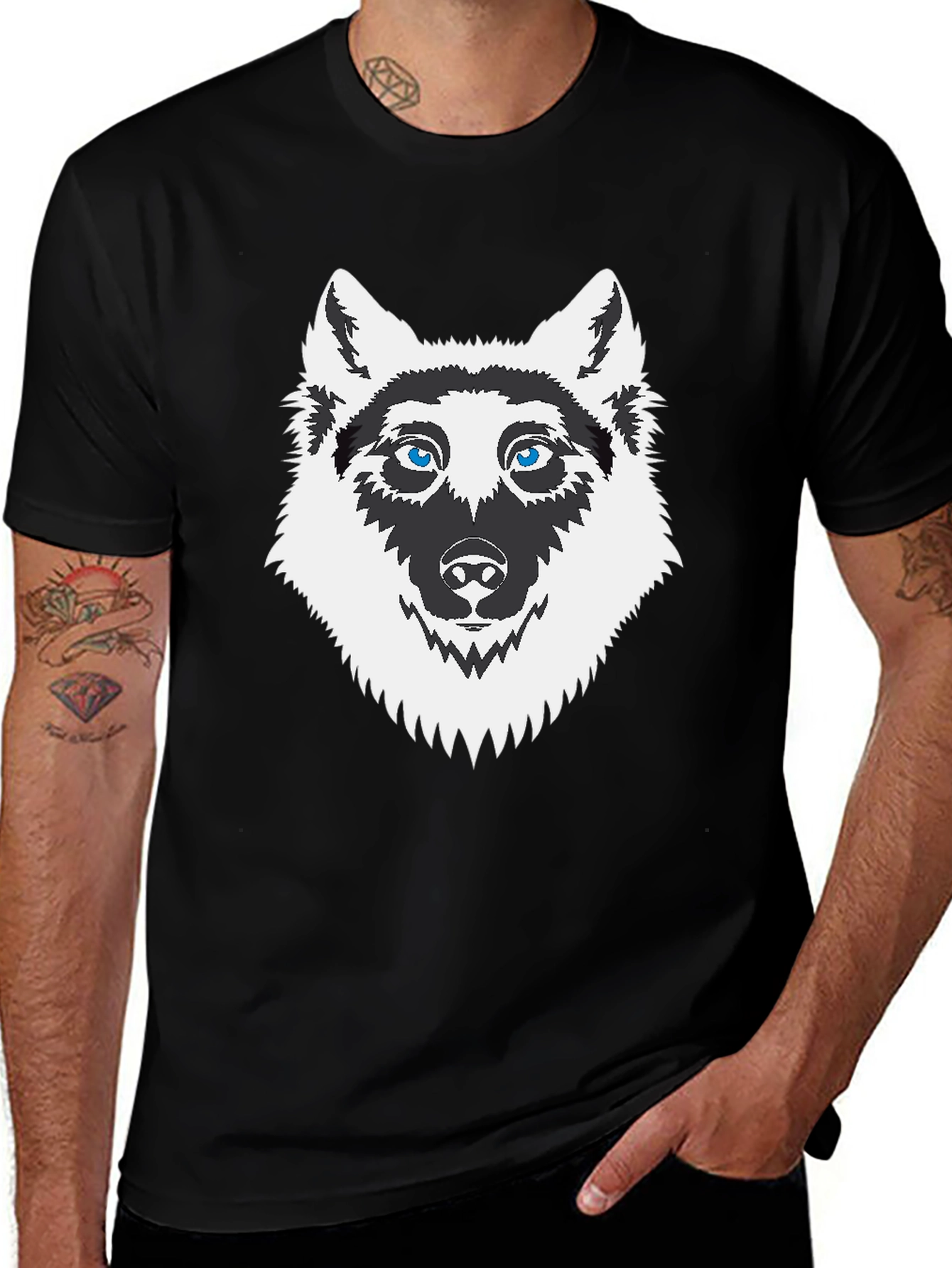 Mens Black Husky Graphic T-Shirt
