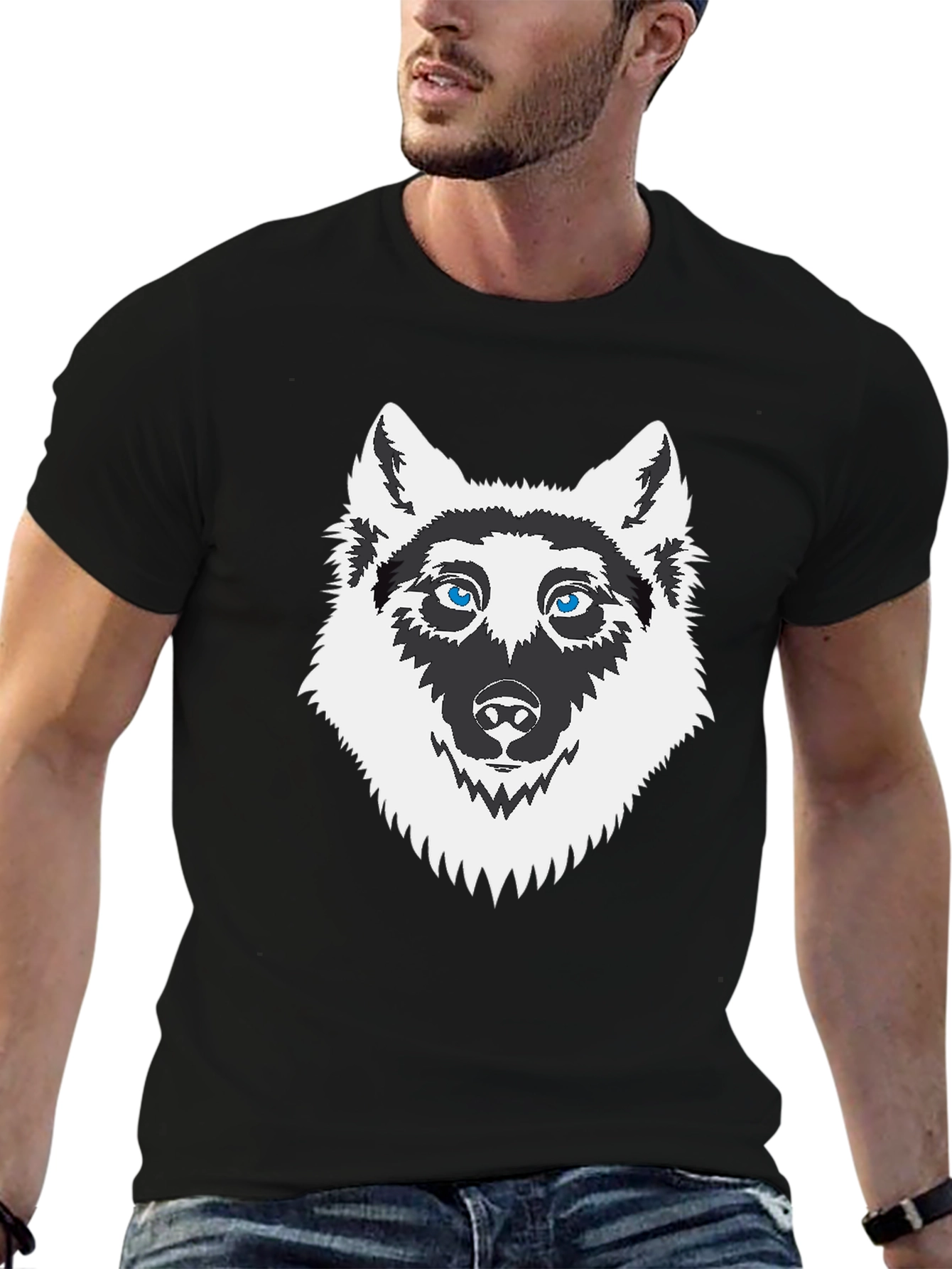 Mens Black Husky Graphic T-Shirt