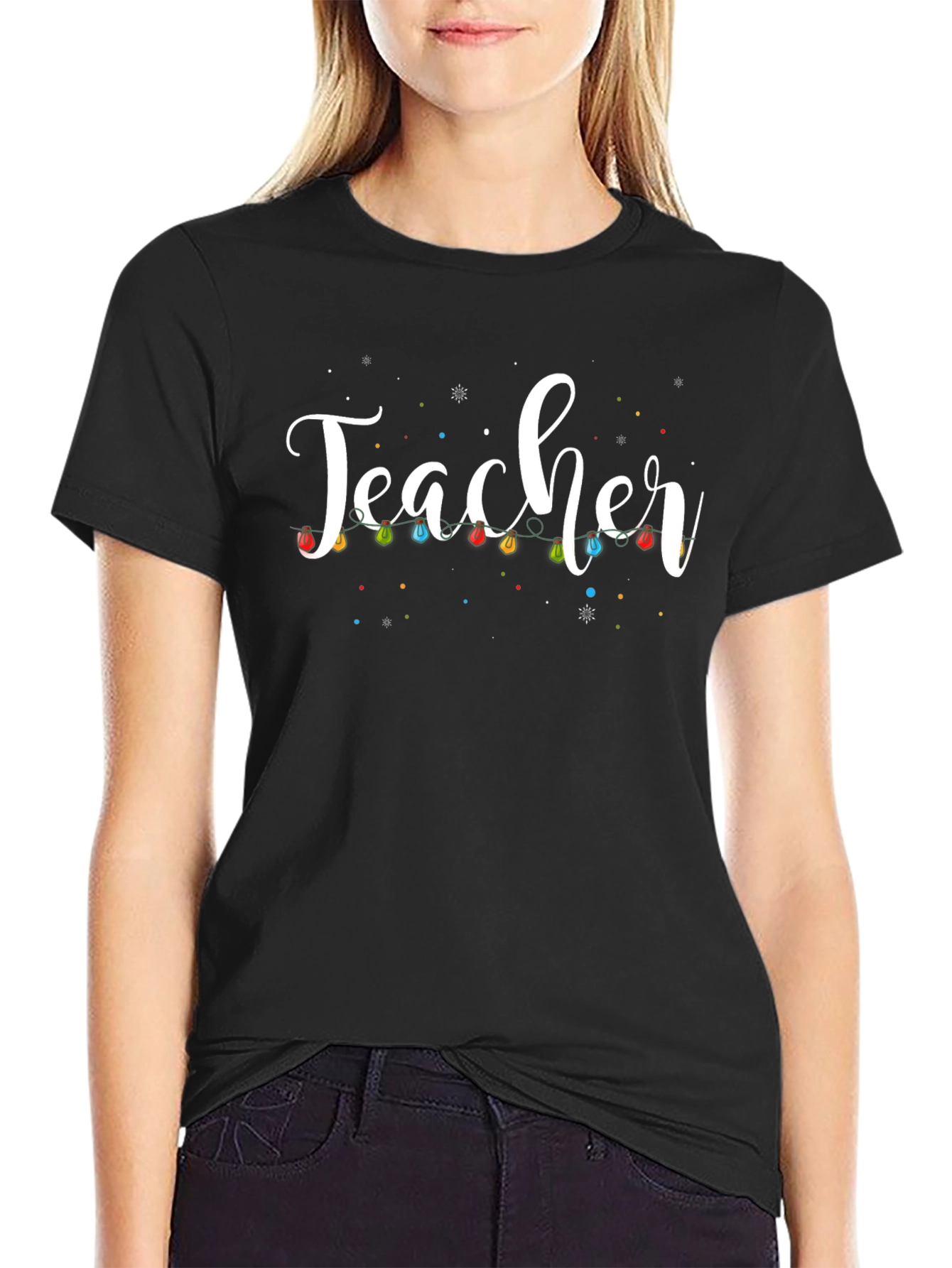 Teacher Christmas Lights Graphic Tee