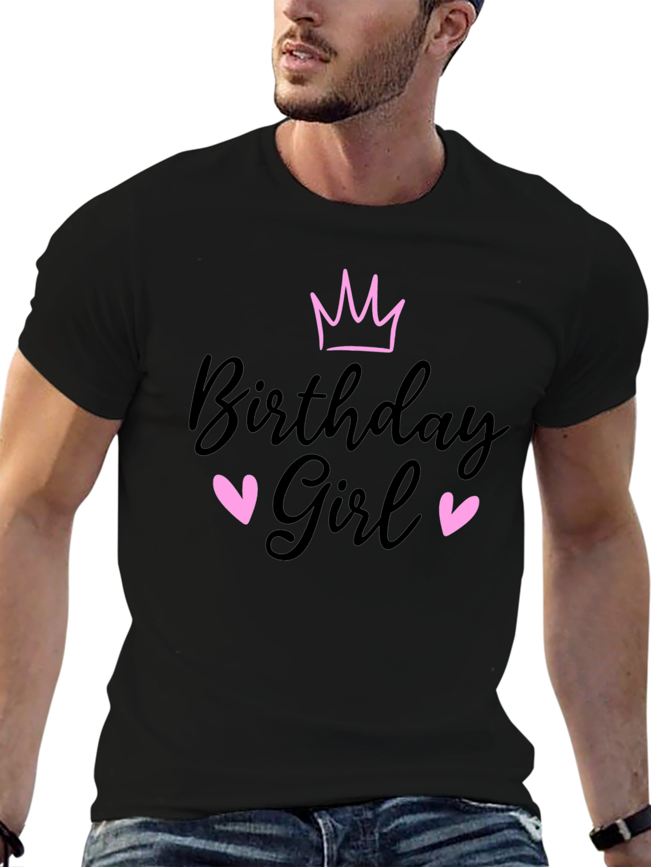 Birthday Girl T-Shirt Crown & Hearts Design