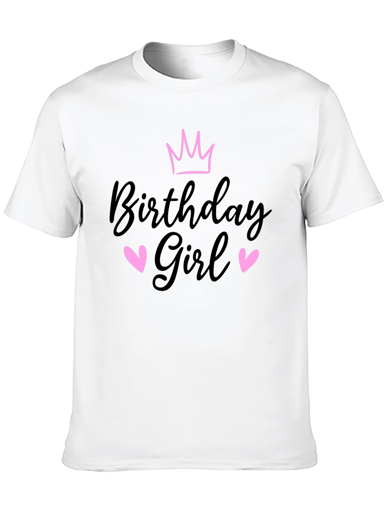 Birthday Girl T-Shirt Crown & Hearts Design