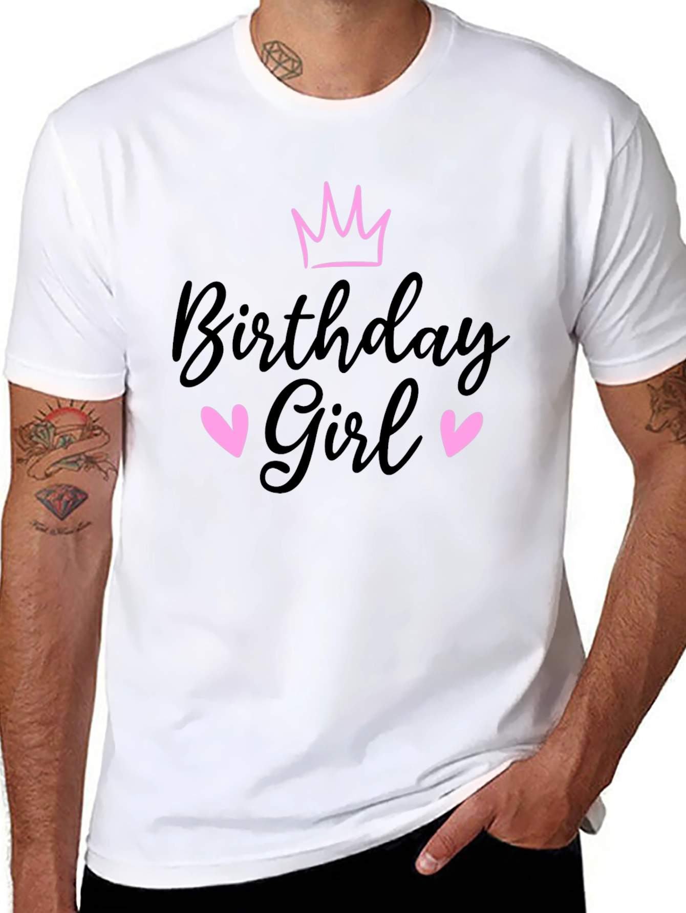 Birthday Girl T-Shirt Crown & Hearts Design