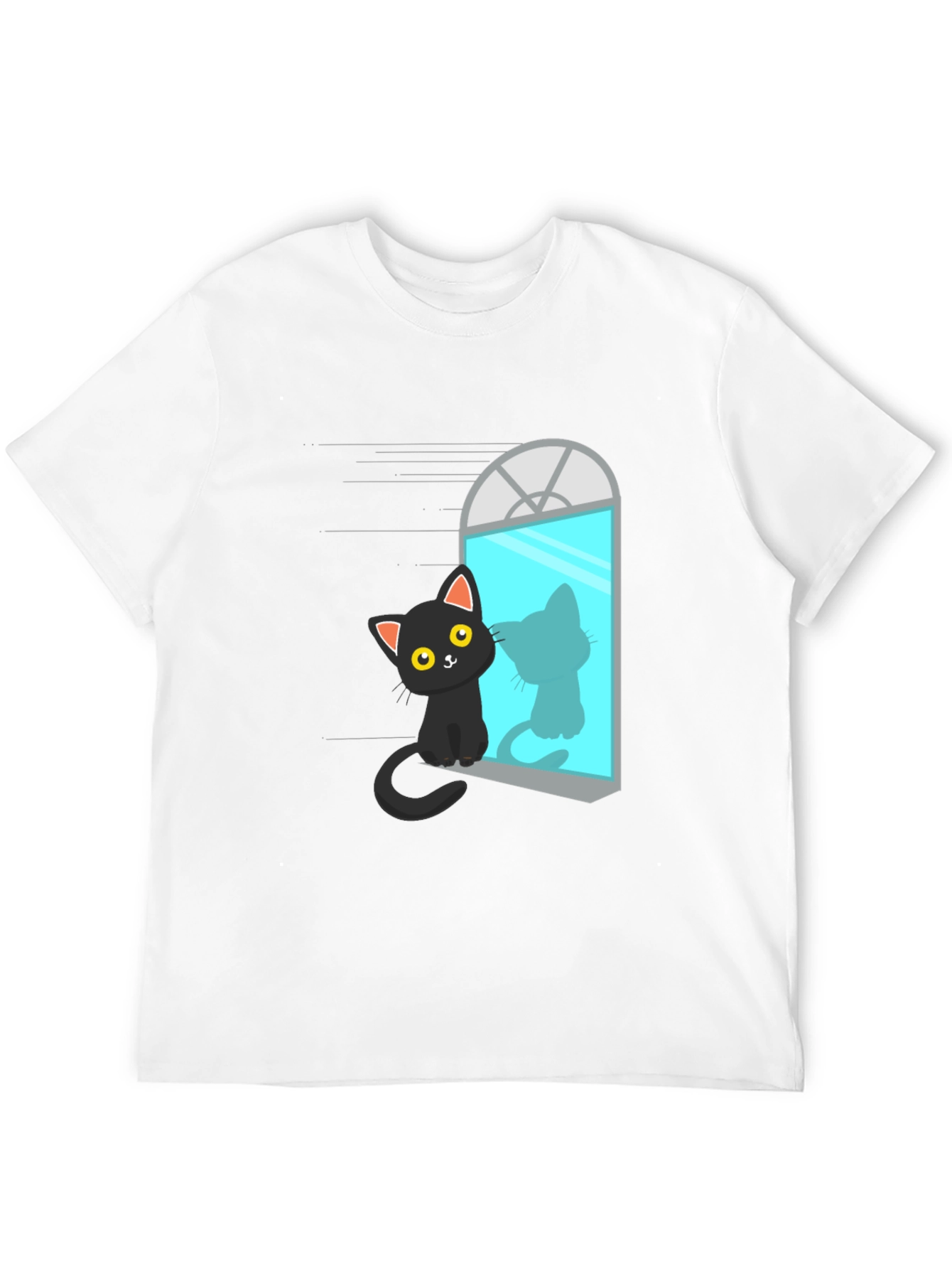 Black Cat Window Reflection Graphic Tee