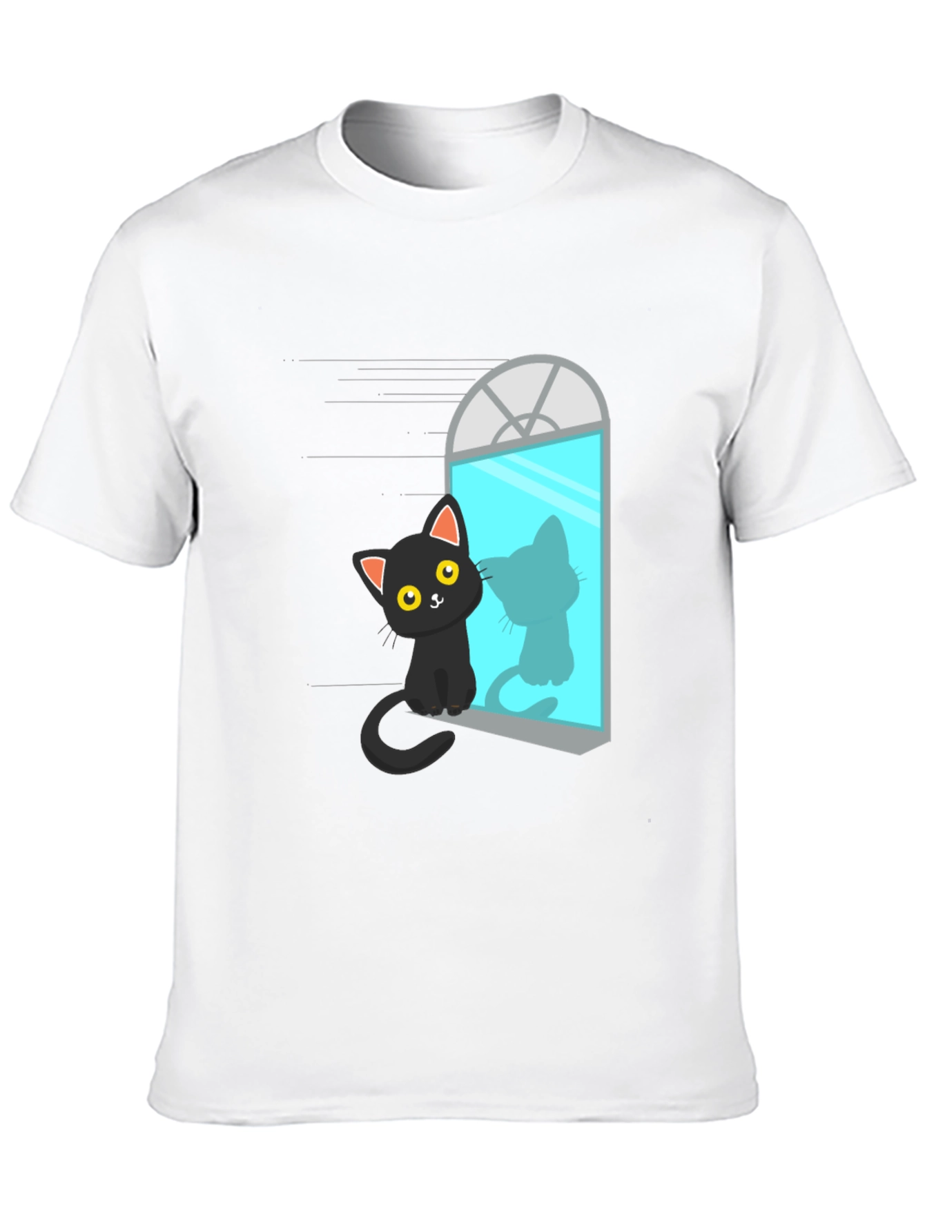 Black Cat Window Reflection Graphic Tee