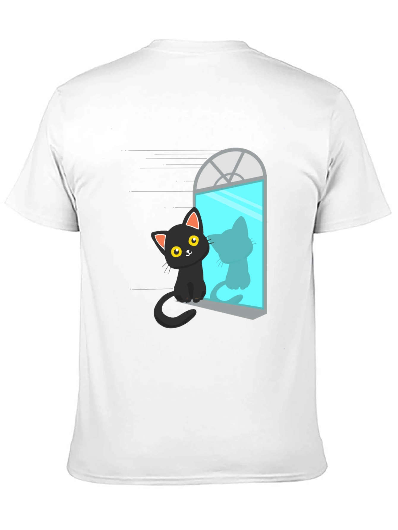 Black Cat Window Reflection Graphic Tee