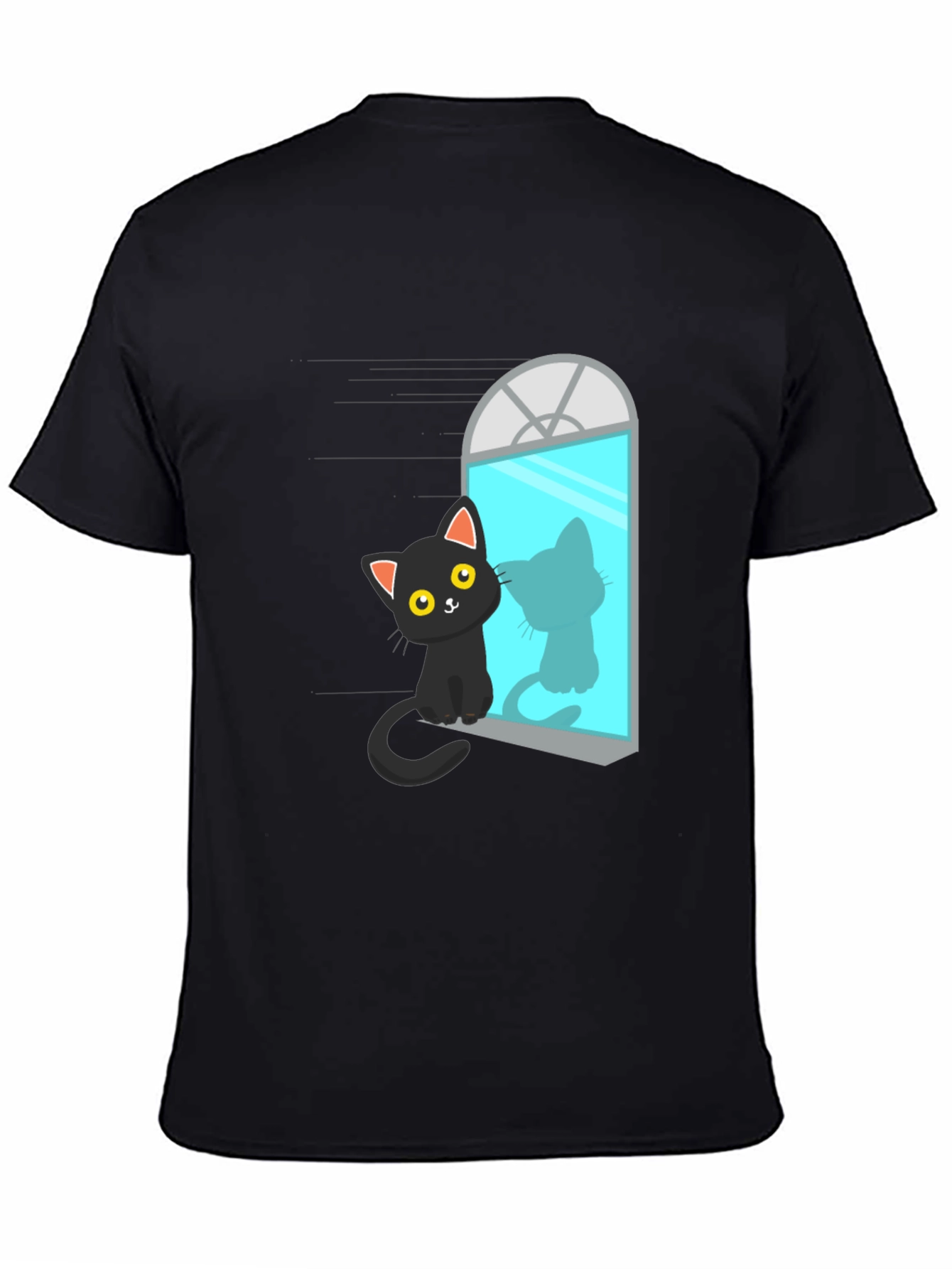 Black Cat Window Reflection Graphic Tee