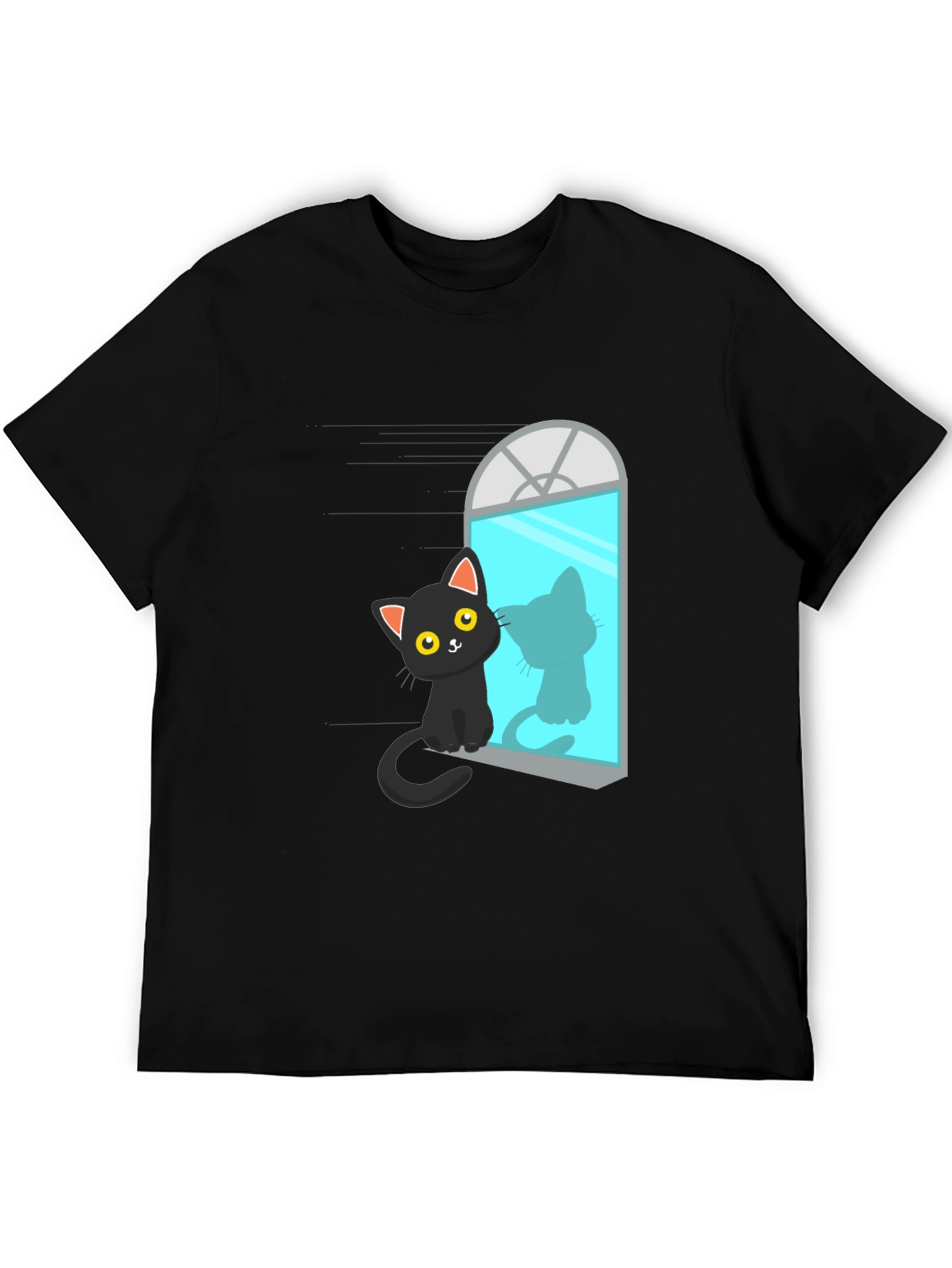 Black Cat Window Reflection Graphic Tee