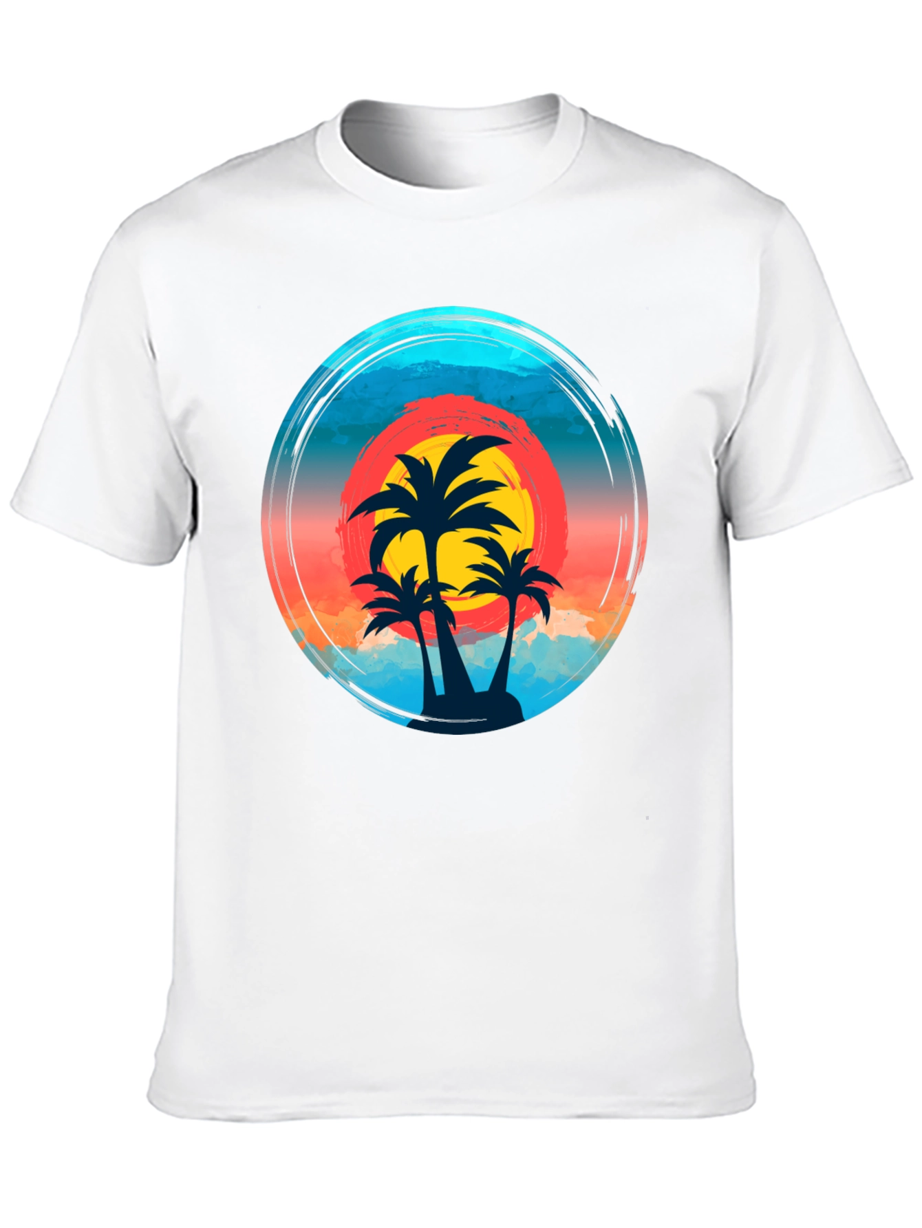 Tropical Palm Sunset Graphic T-Shirt