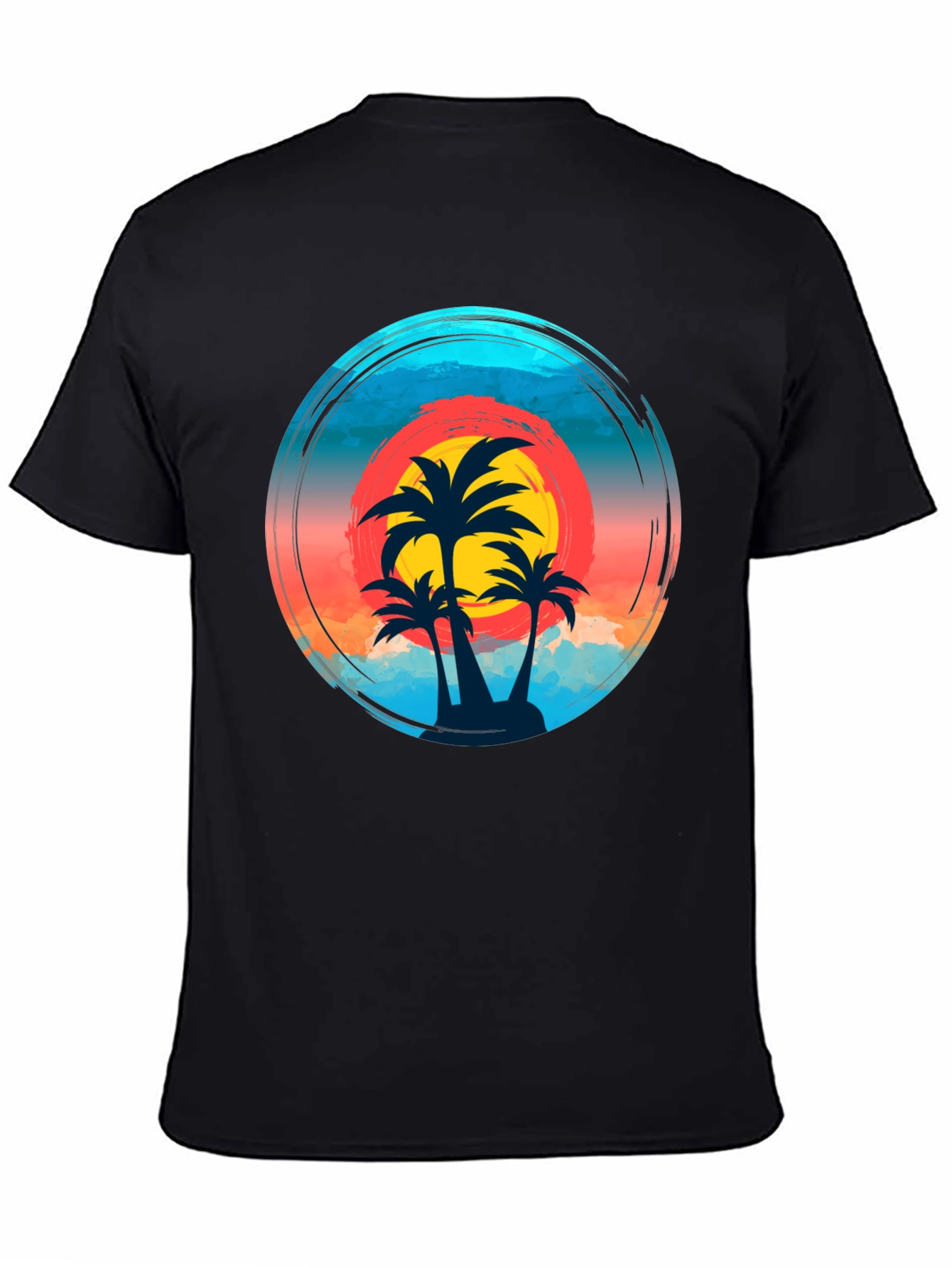 Tropical Palm Sunset Graphic T-Shirt