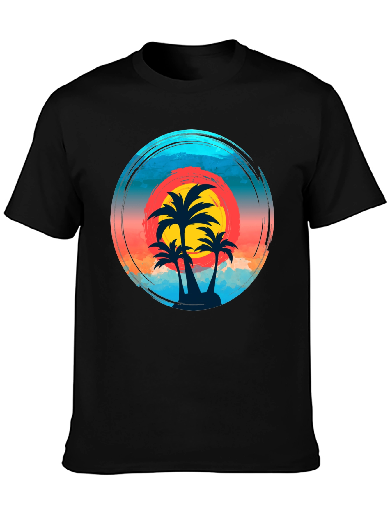 Tropical Palm Sunset Graphic T-Shirt