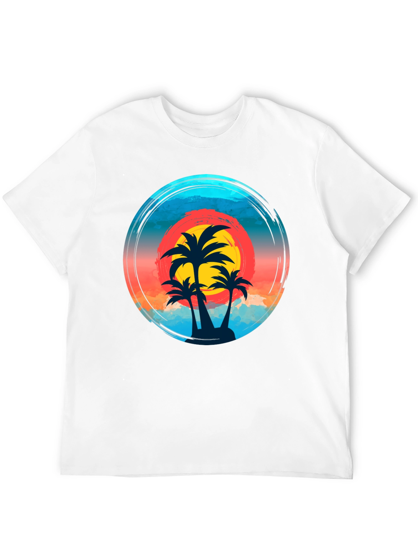 Tropical Palm Sunset Graphic T-Shirt