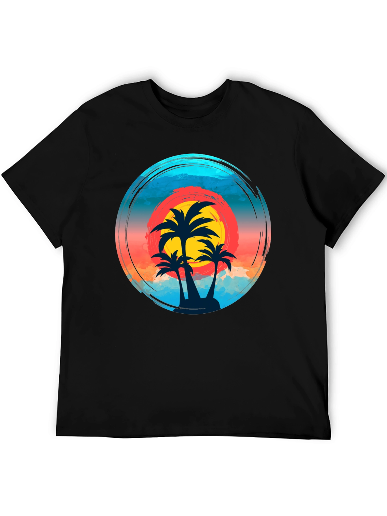 Tropical Palm Sunset Graphic T-Shirt