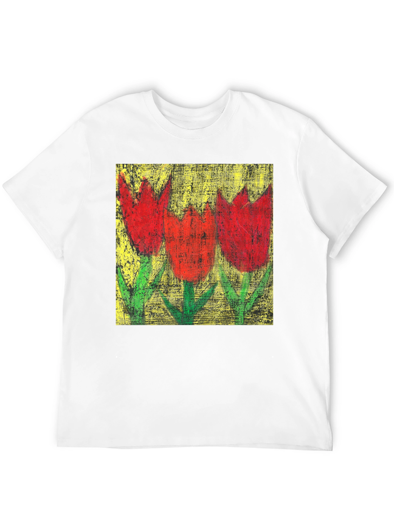 Tulip Painting Tee - Artistic Floral Design