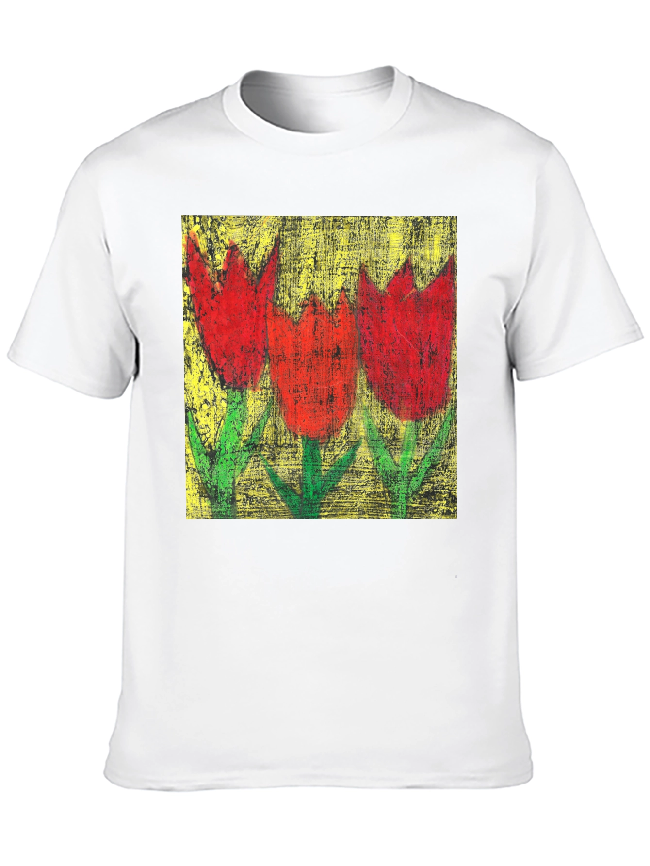 Tulip Painting Tee - Artistic Floral Design