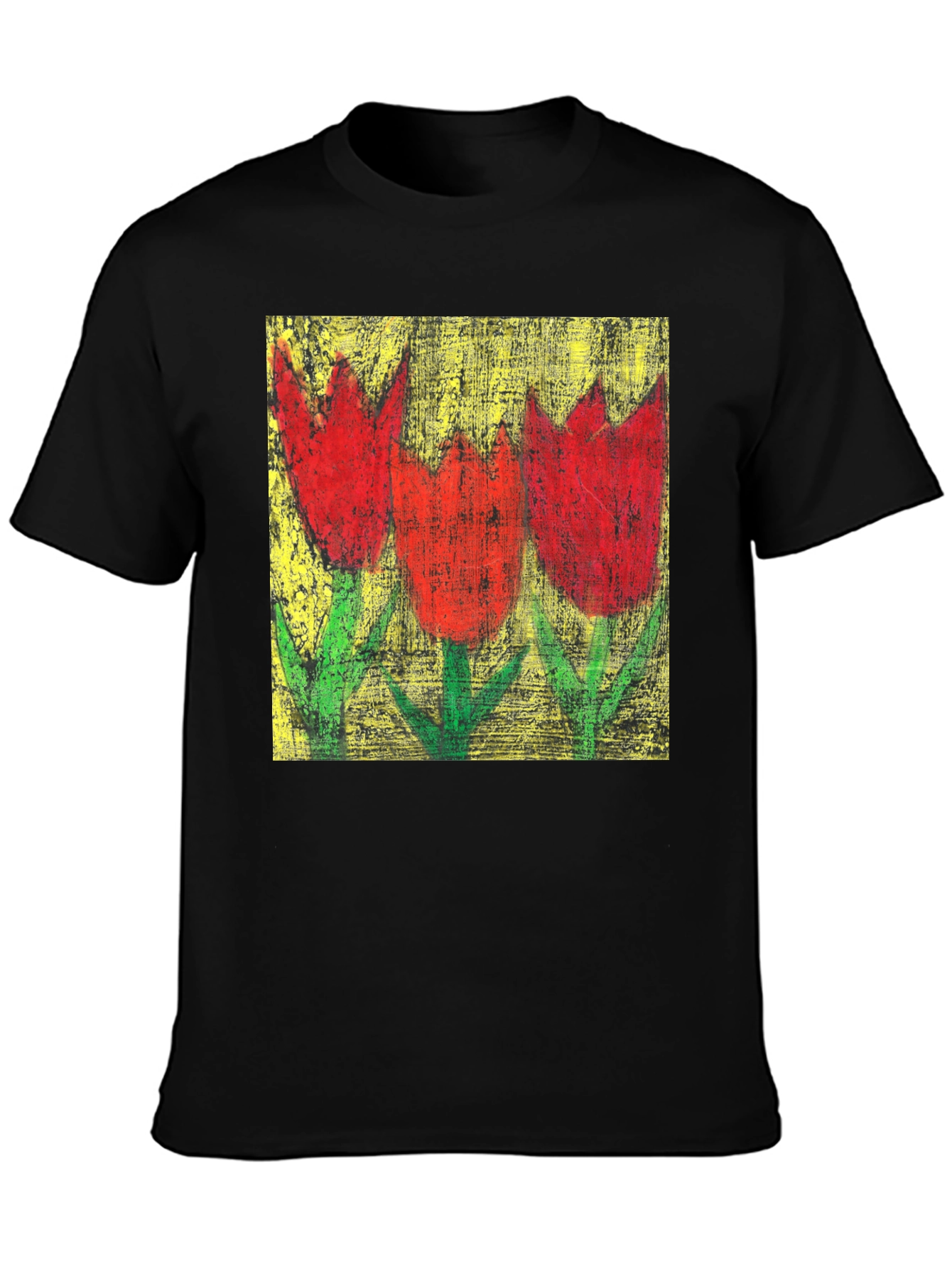Tulip Painting Tee - Artistic Floral Design