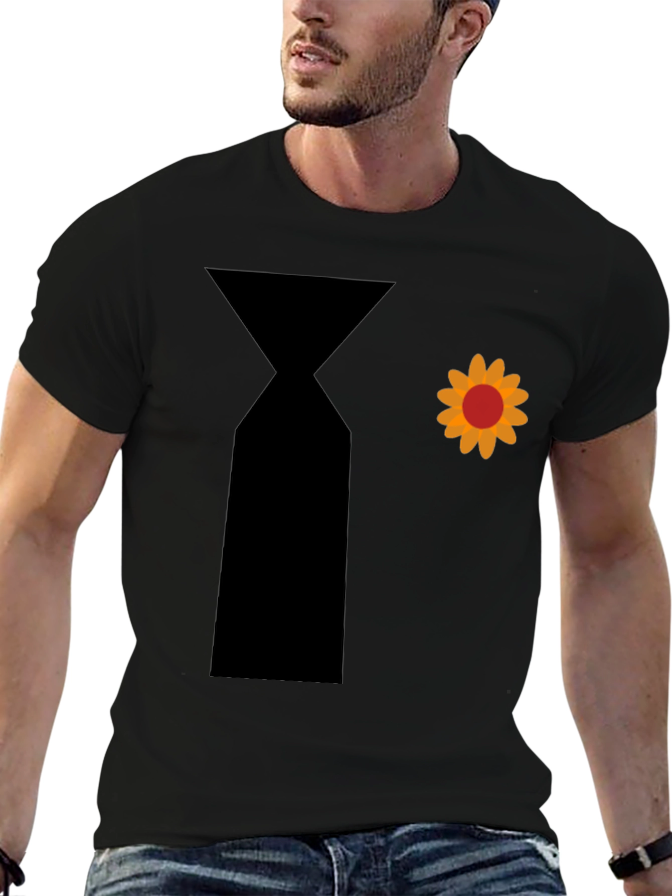 Novelty Flower Power Tie Graphic T-Shirt