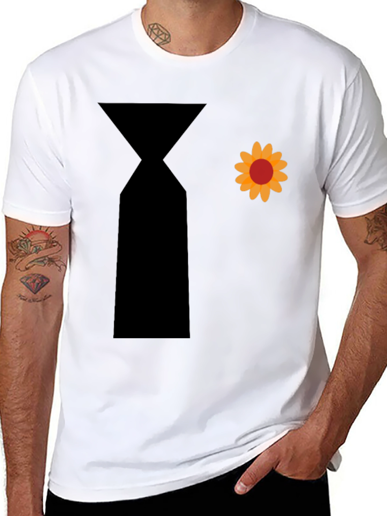 Novelty Flower Power Tie Graphic T-Shirt