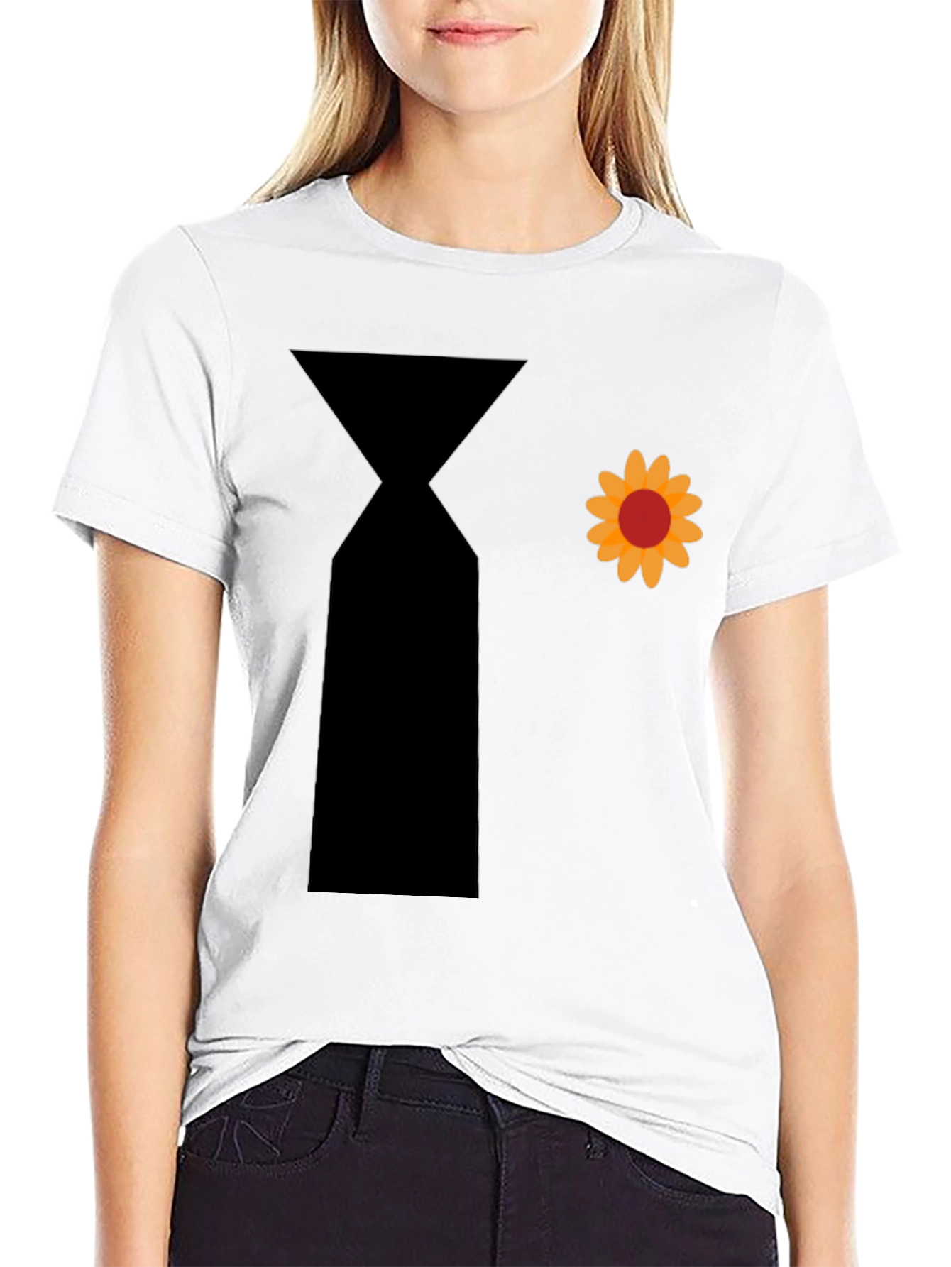 Novelty Flower Power Tie Graphic T-Shirt