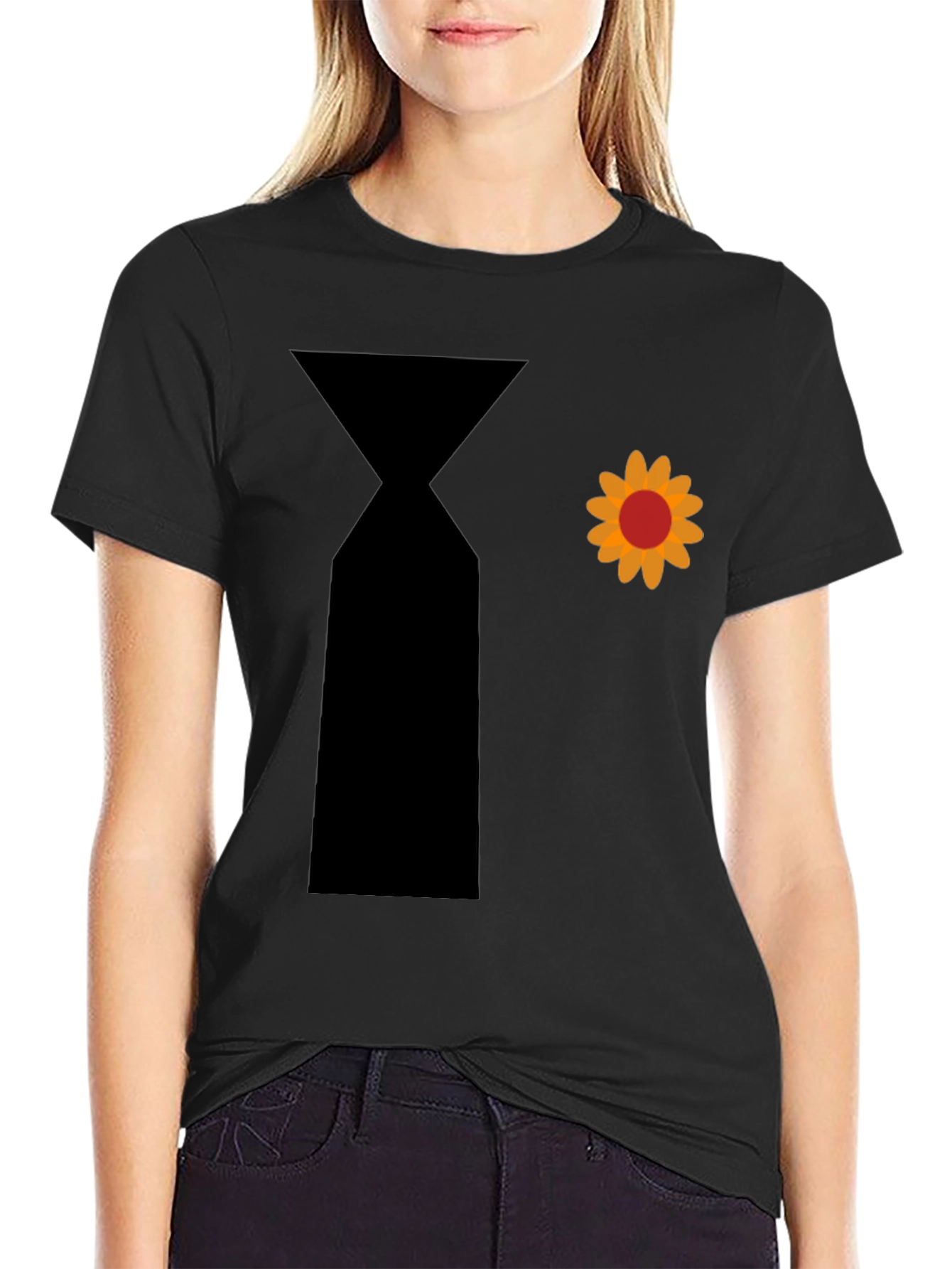 Novelty Flower Power Tie Graphic T-Shirt