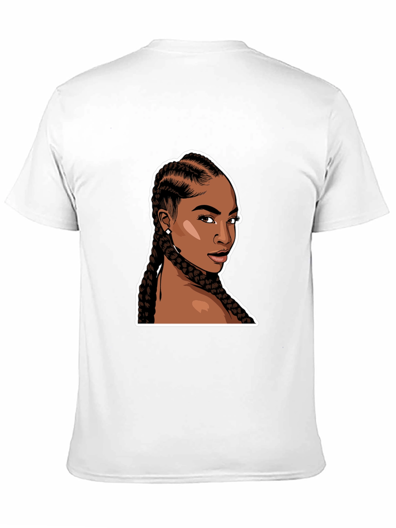 Black T-Shirt with Woman Braids Graphic