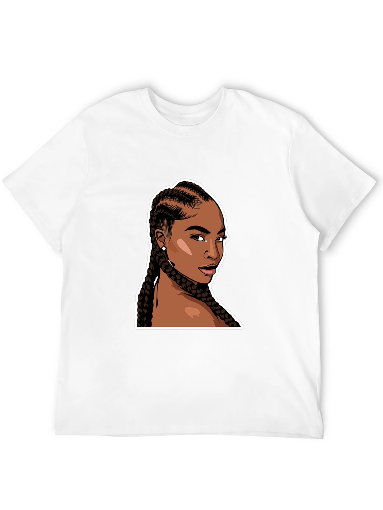 Black T-Shirt with Woman Braids Graphic