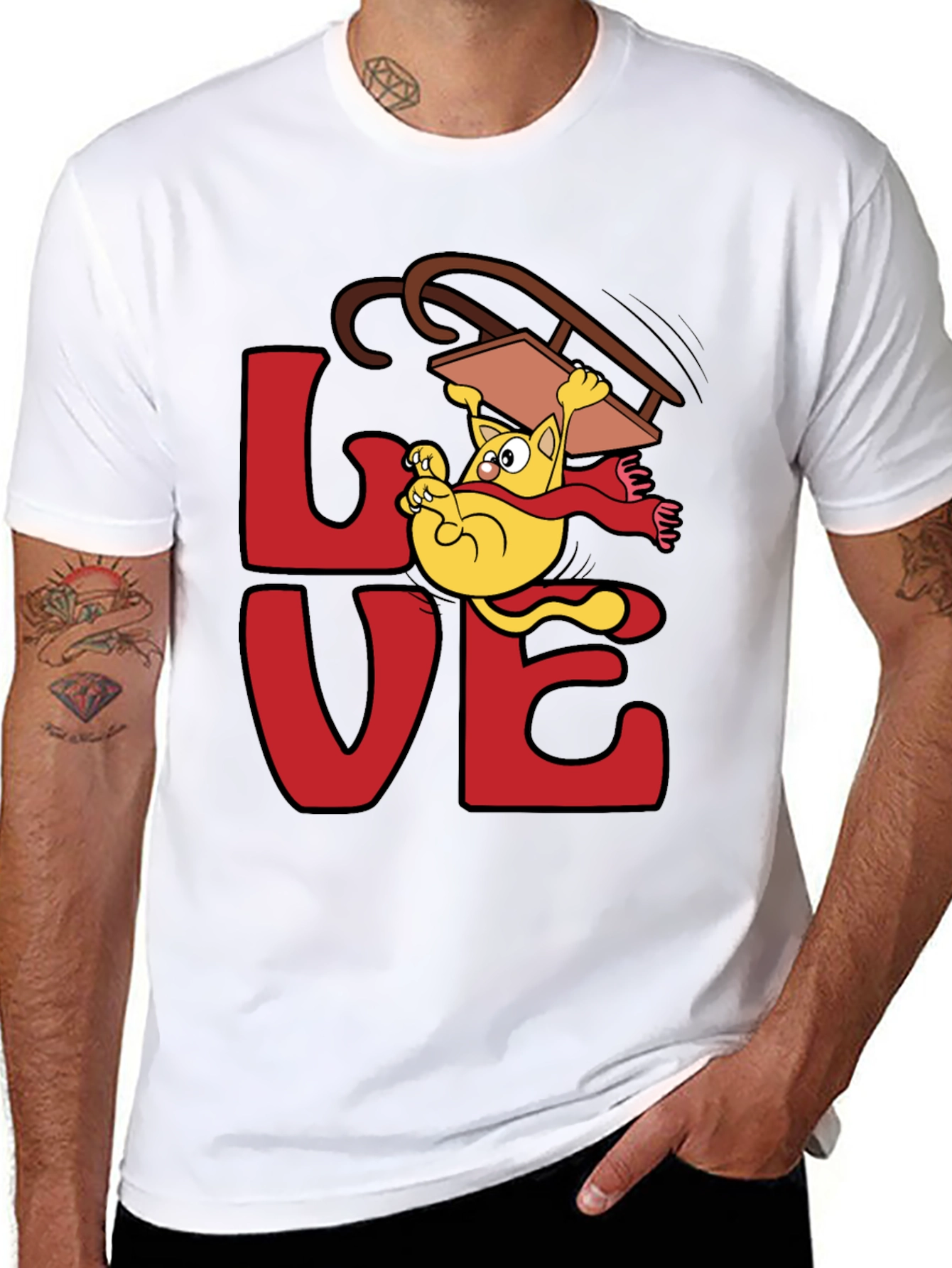 Love Cat Sledding Graphic Tee - Black