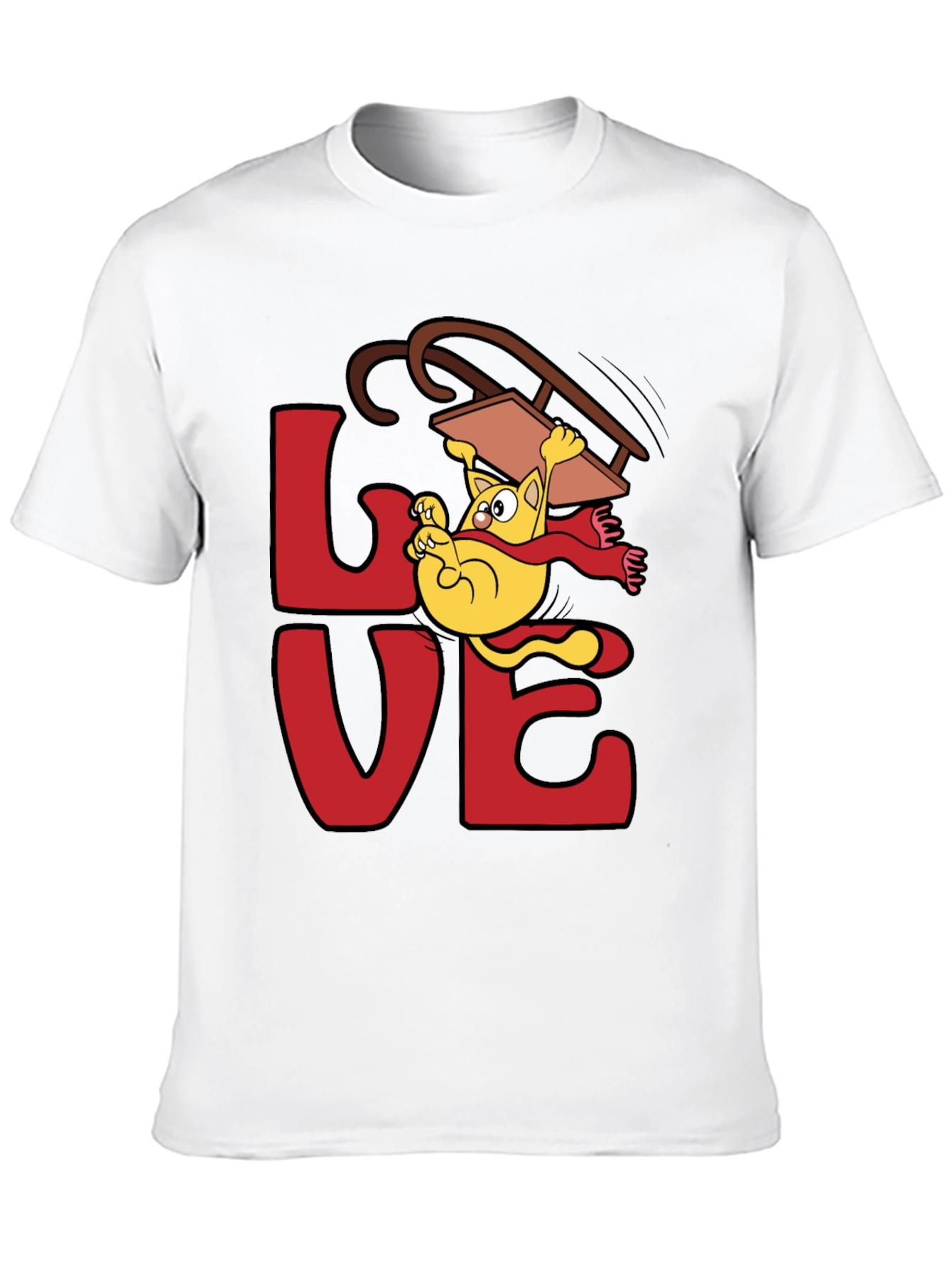 Love Cat Sledding Graphic Tee - Black