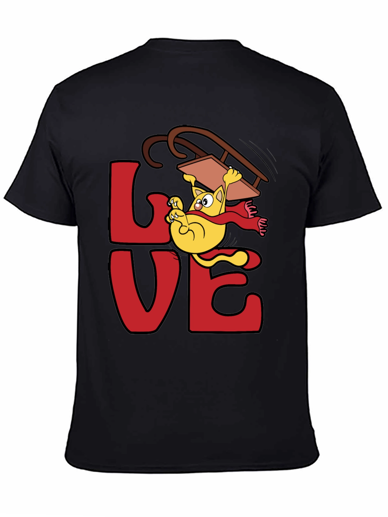 Love Cat Sledding Graphic Tee - Black