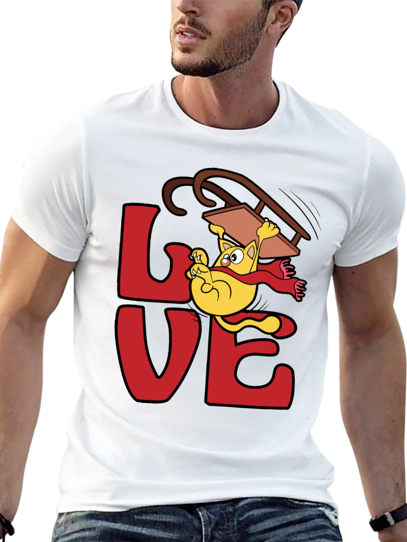 Love Cat Sledding Graphic Tee - Black