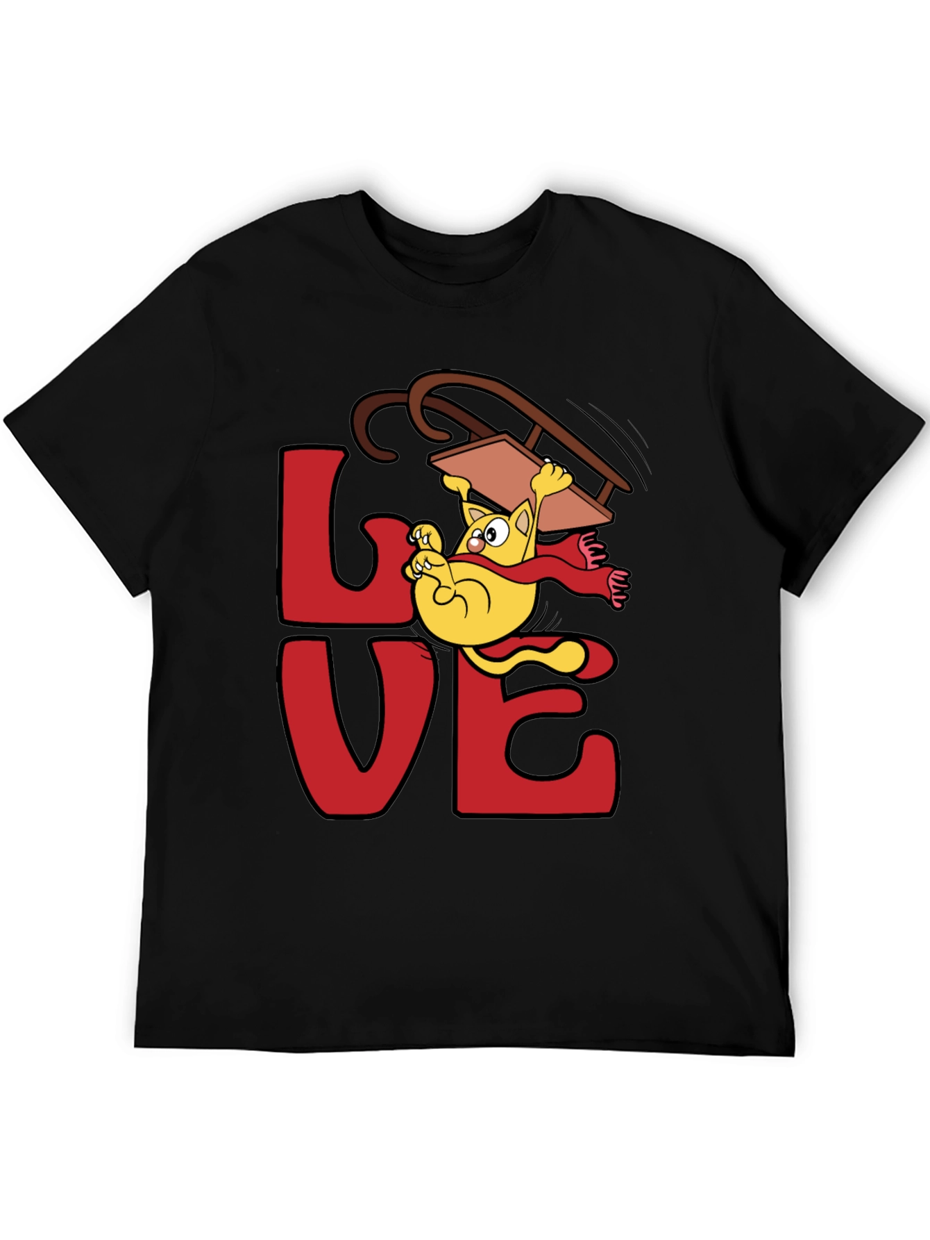 Love Cat Sledding Graphic Tee - Black