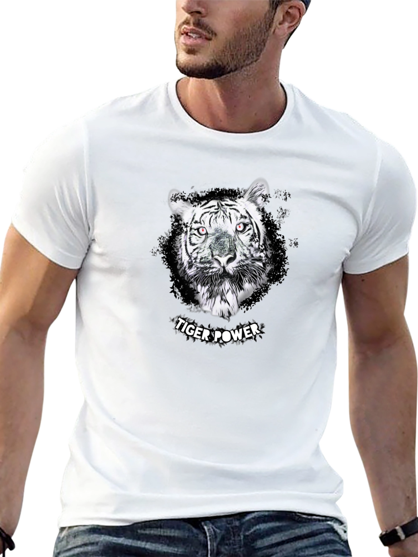 Tiger Power Graphic Tee - Stylish Black T-Shirt