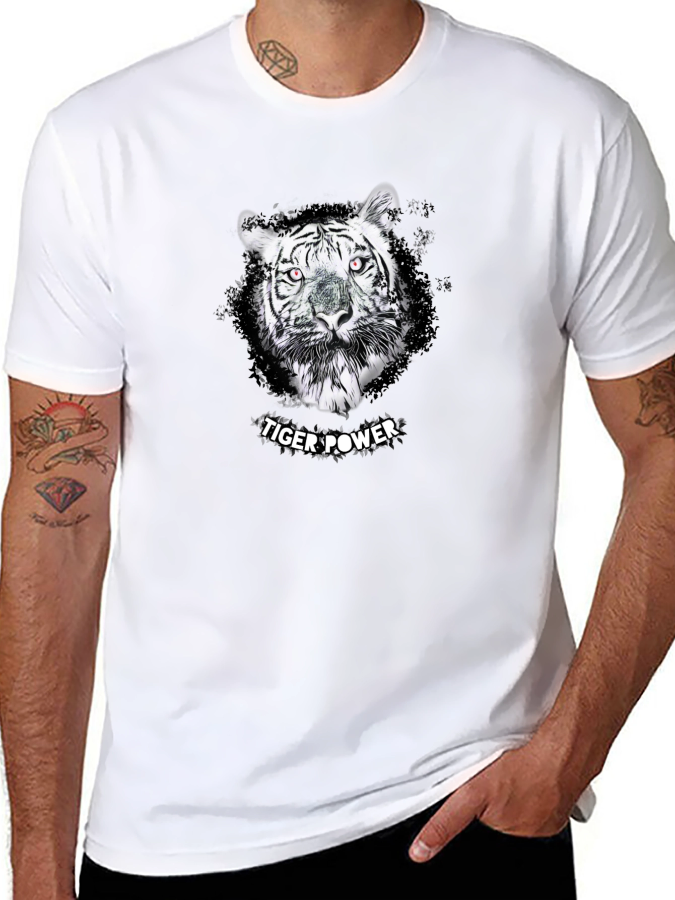 Tiger Power Graphic Tee - Stylish Black T-Shirt
