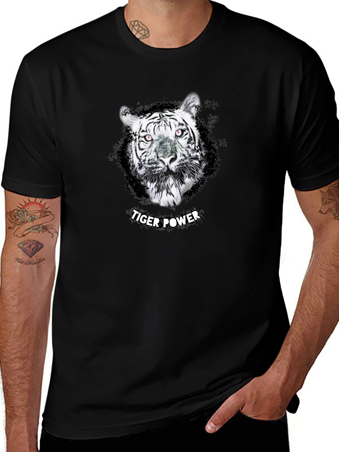 Tiger Power Graphic Tee - Stylish Black T-Shirt