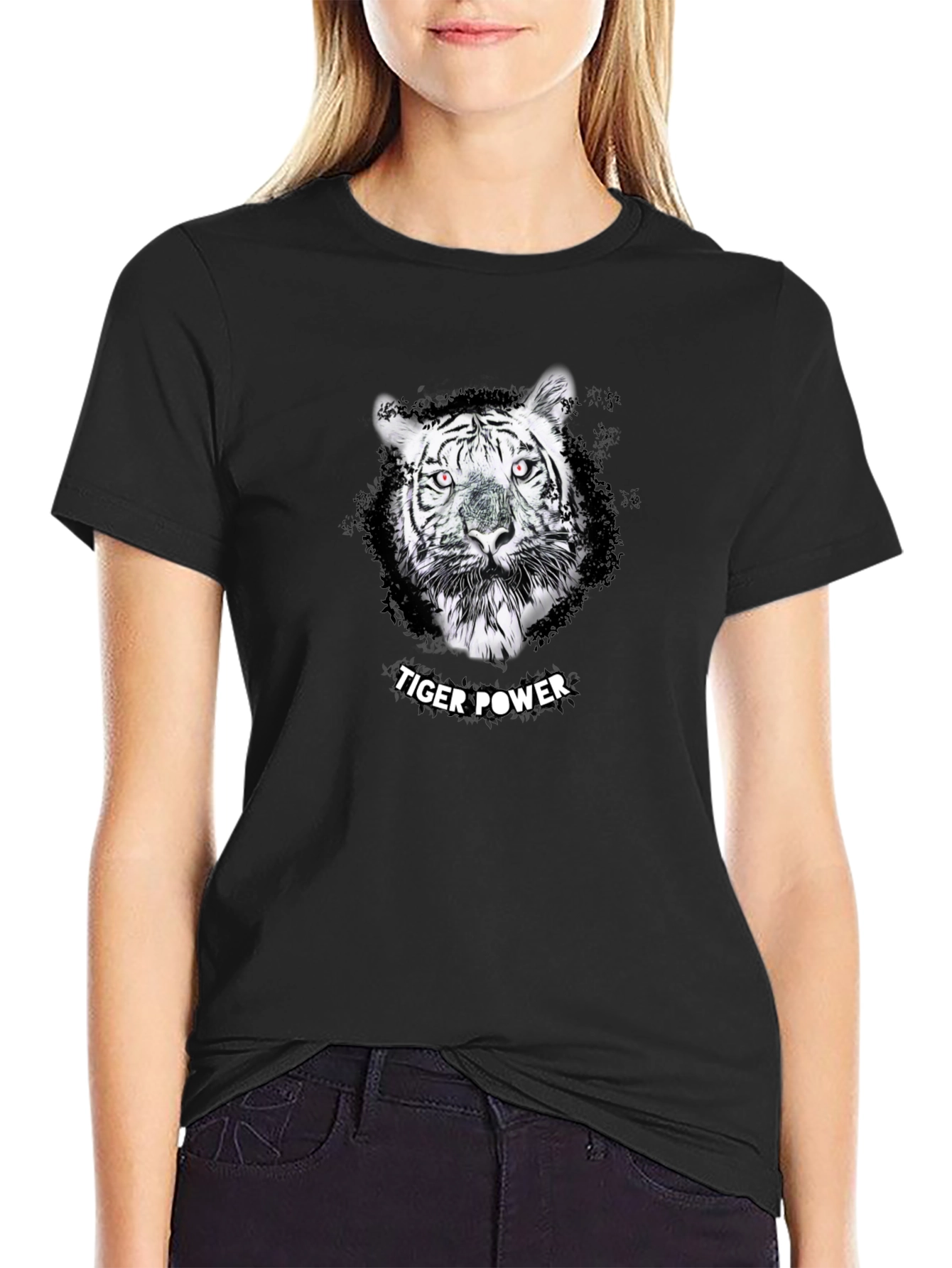 Tiger Power Graphic Tee - Stylish Black T-Shirt