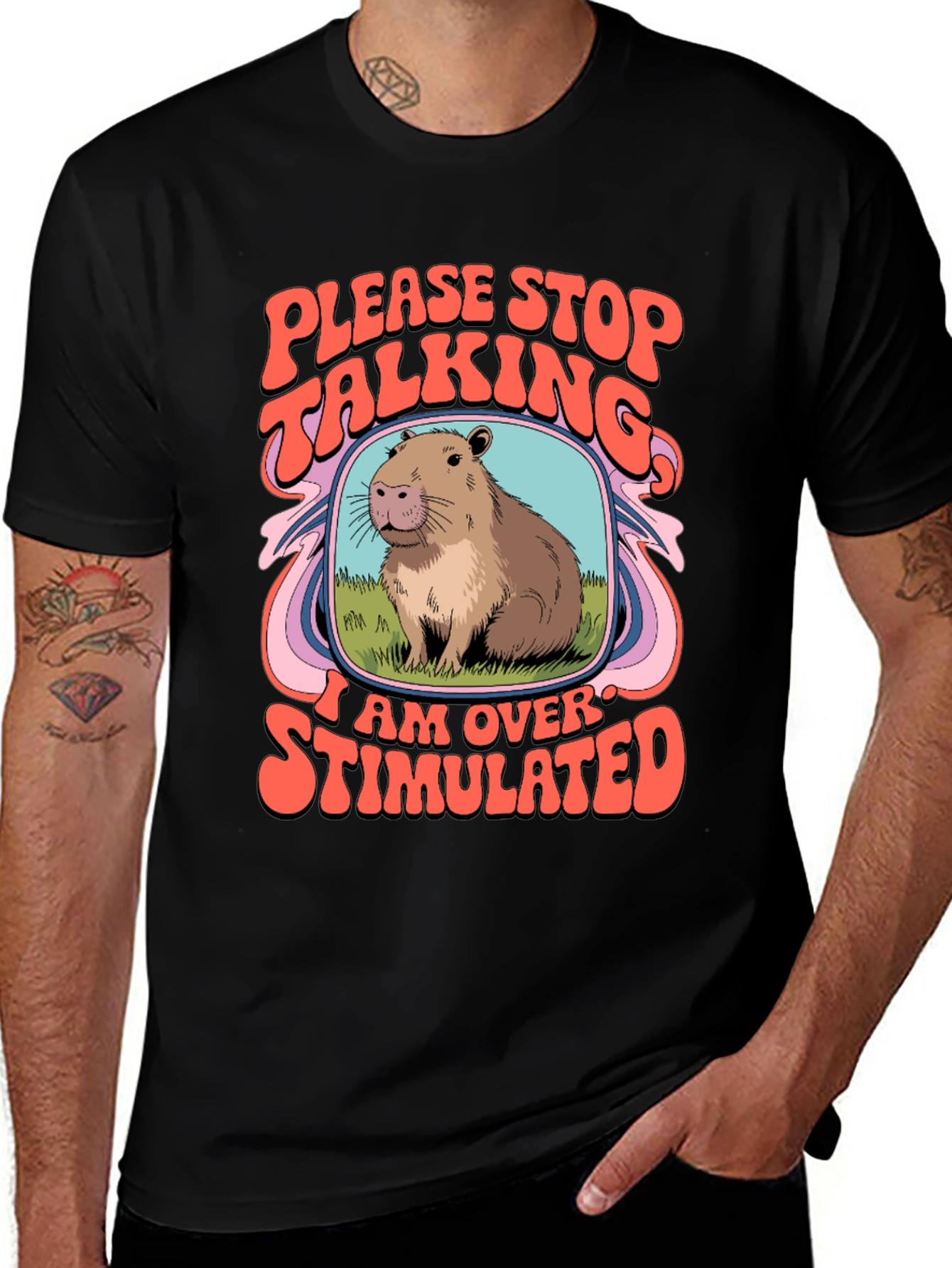 Overstimulated Capybara Graphic Tee