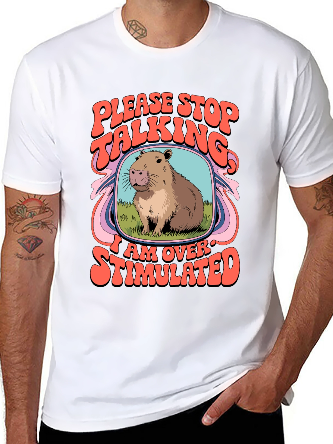 Overstimulated Capybara Graphic Tee