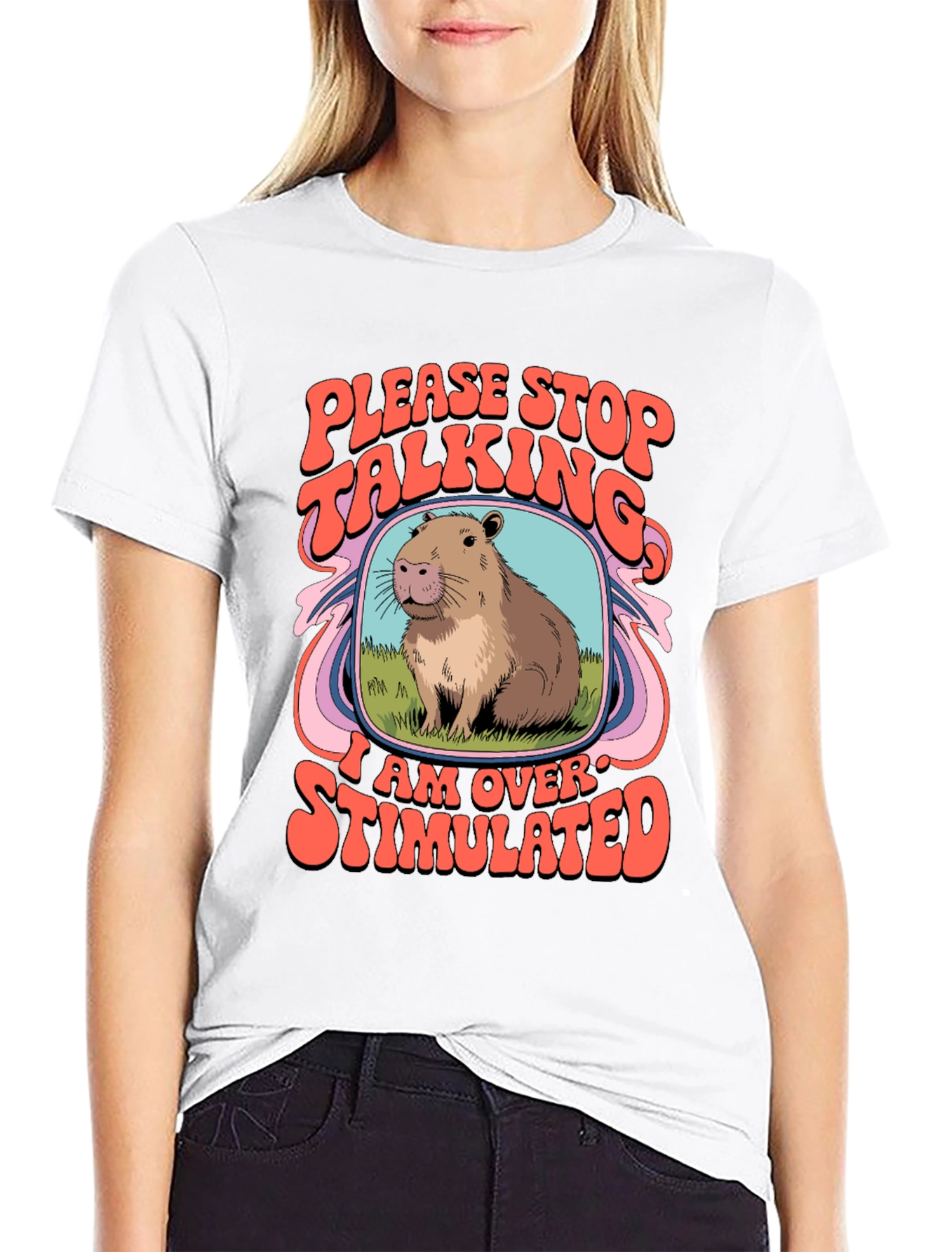 Overstimulated Capybara Graphic Tee